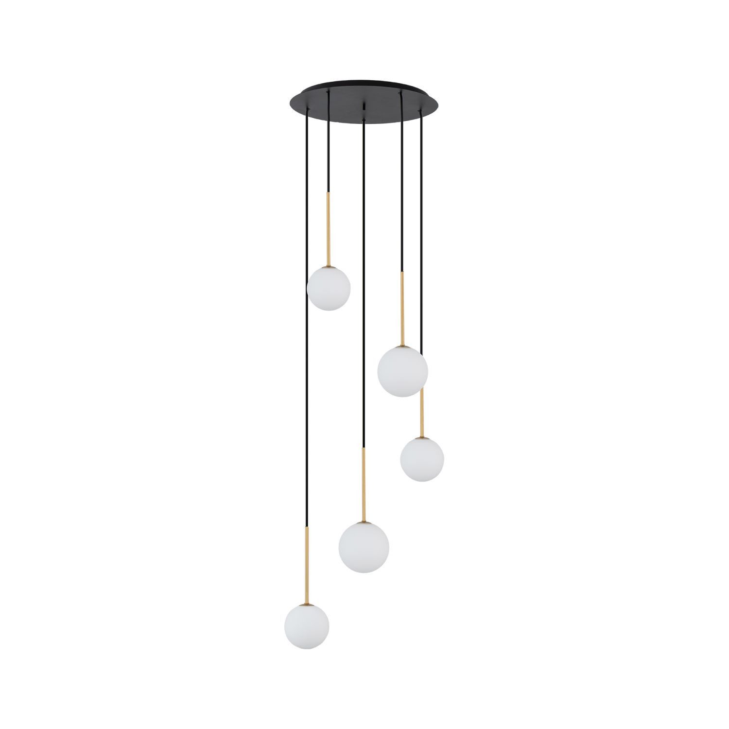 Licht-Erlebnisse Pendelleuchte PURU, ohne Leuchtmittel, Glas Metall H: max. 120 cm 48 cm breit in Schwarz Weiß Gold matt G9