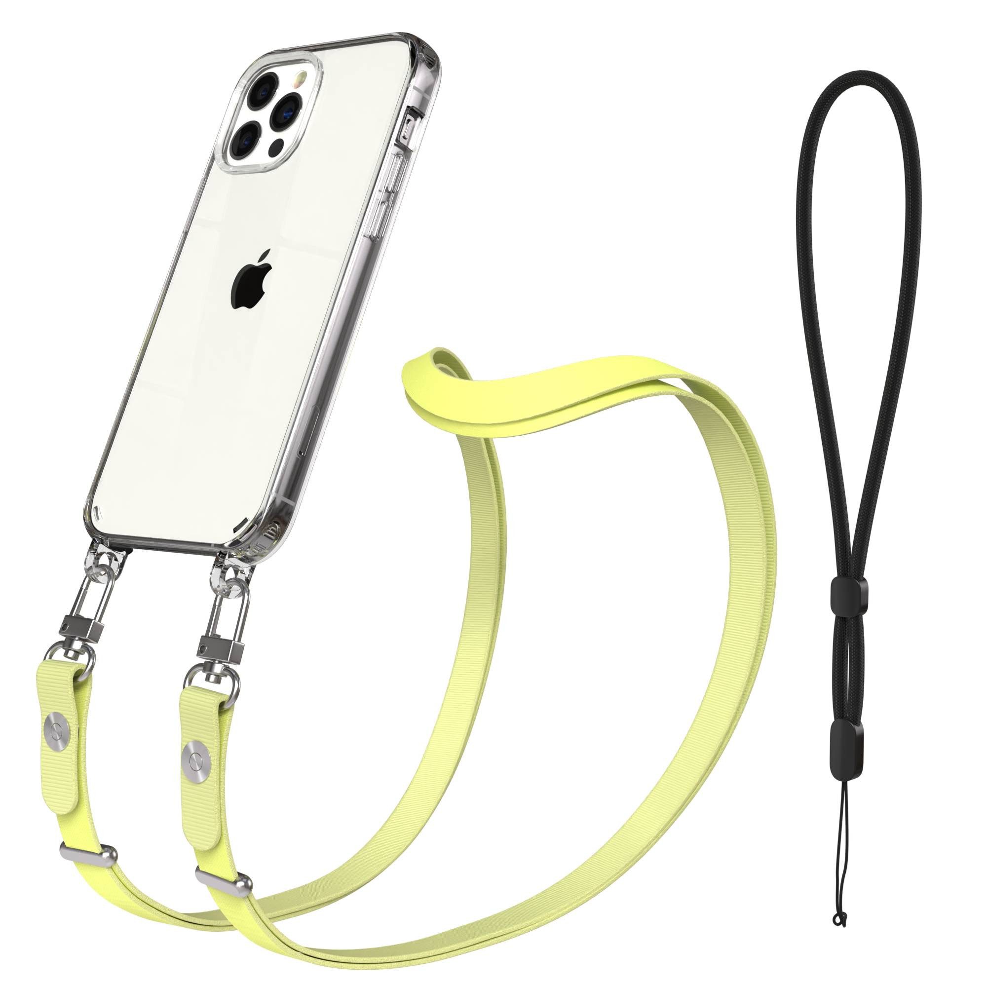 EAZY CASE Handykette für Apple iPhone 12 / 12 Pro Handyhülle mit Handyband magnetisch, Handyband in Gelb im minimalistischen Design mit 2x2 Anschluss