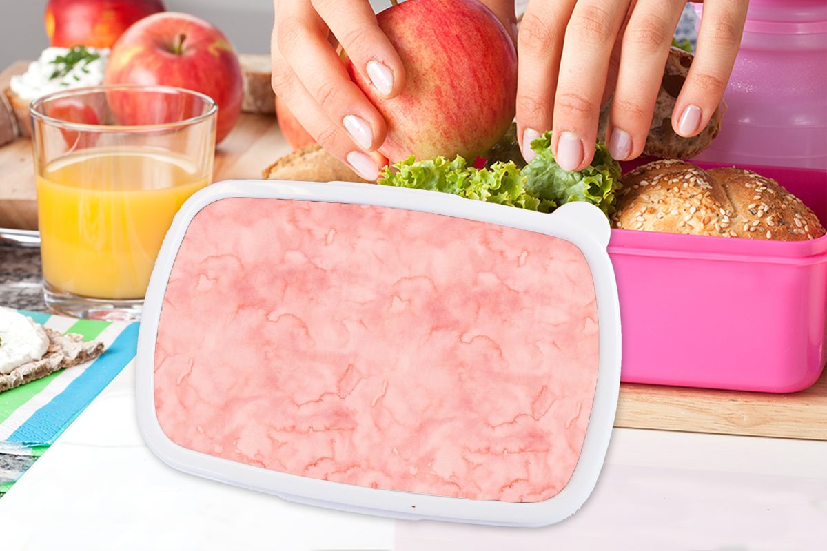Kunststoff für - Rosa Aquarell Kunststoff, Snackbox, Mädchen, Marmor, MuchoWow Kinder, Erwachsene, Muster Brotdose (2-tlg), - Lunchbox - Brotbox