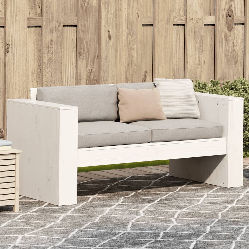 vidaXL Loungesofa Gartensofa 2-Sitzer Weiß 134x60x62 cm Massivholz Kiefer