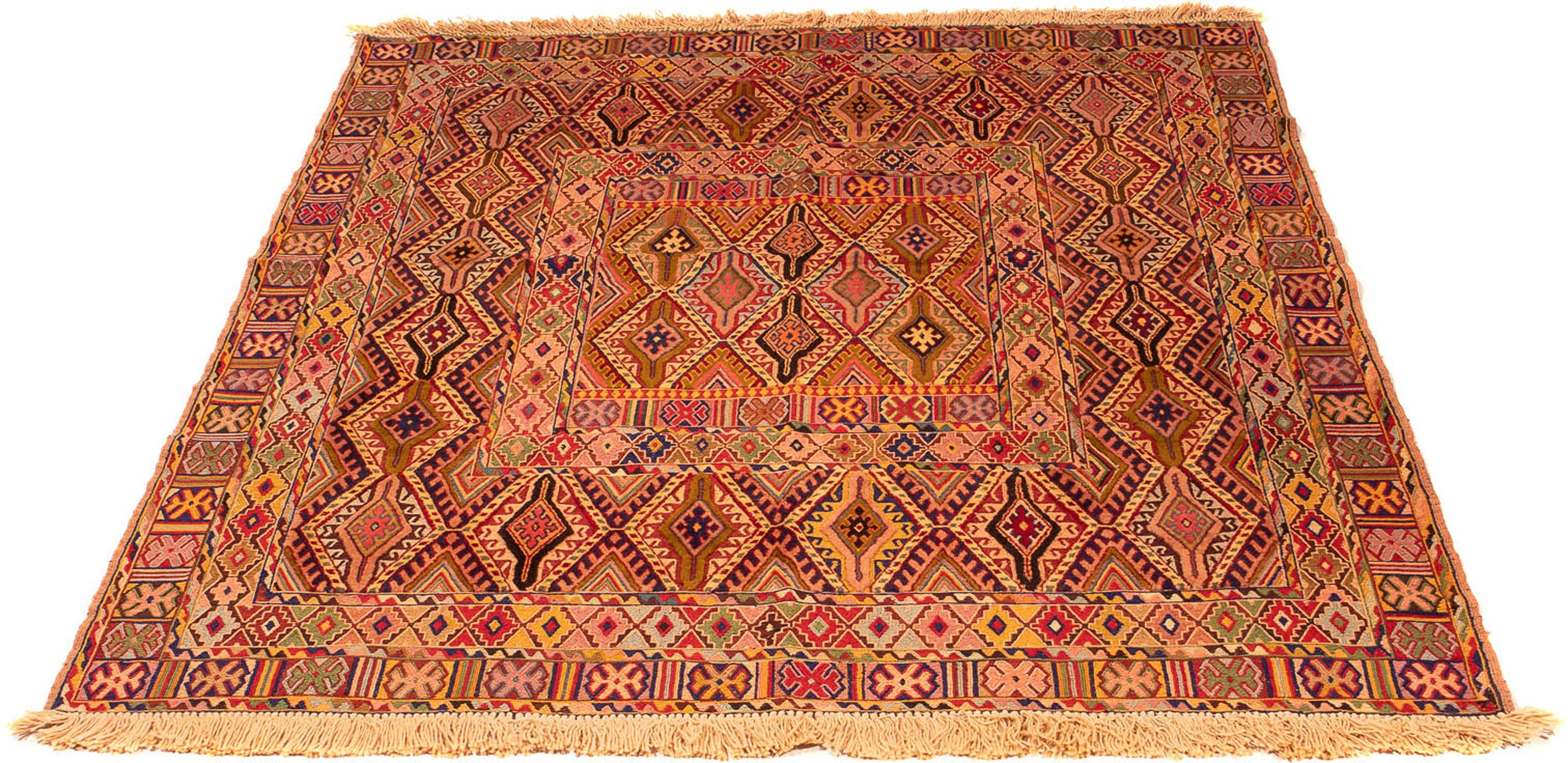 Wollteppich Kelim - Oriental - 168 x 132 cm - mehrfarbig, morgenland, rechteckig, Höhe: 4 mm, Wohnzimmer, Einzelstück