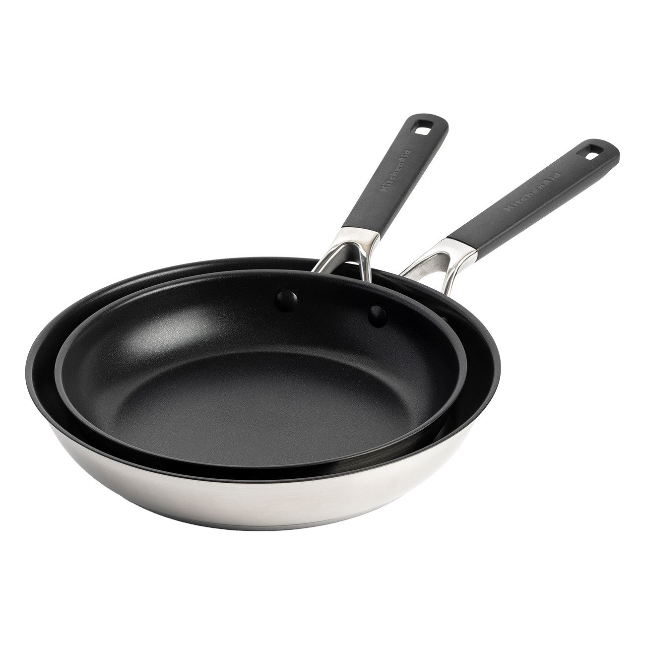 KitchenAid Pfannen-Set Classic Stainless Steel Non-Stick (CC005707-001), Aluminium, 2-teiliges Pfannen-Set 24cm & 28cm, Keramik-Antihaftbeschichtung
