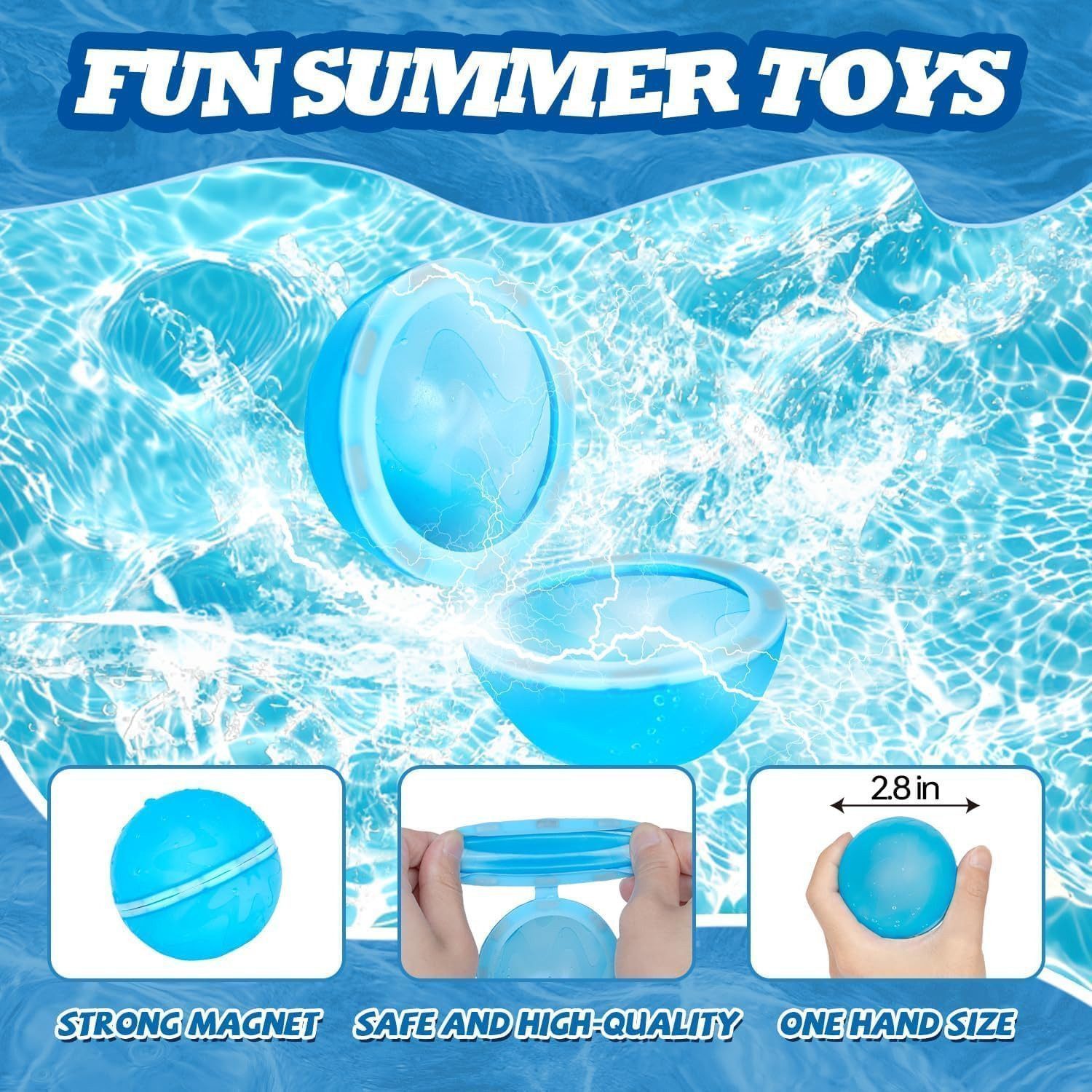 FELIXLEO Bällebad wiederverwendbare Wasserbomben mit Netzbeutel, Sommergeschenk., (6-tlg)