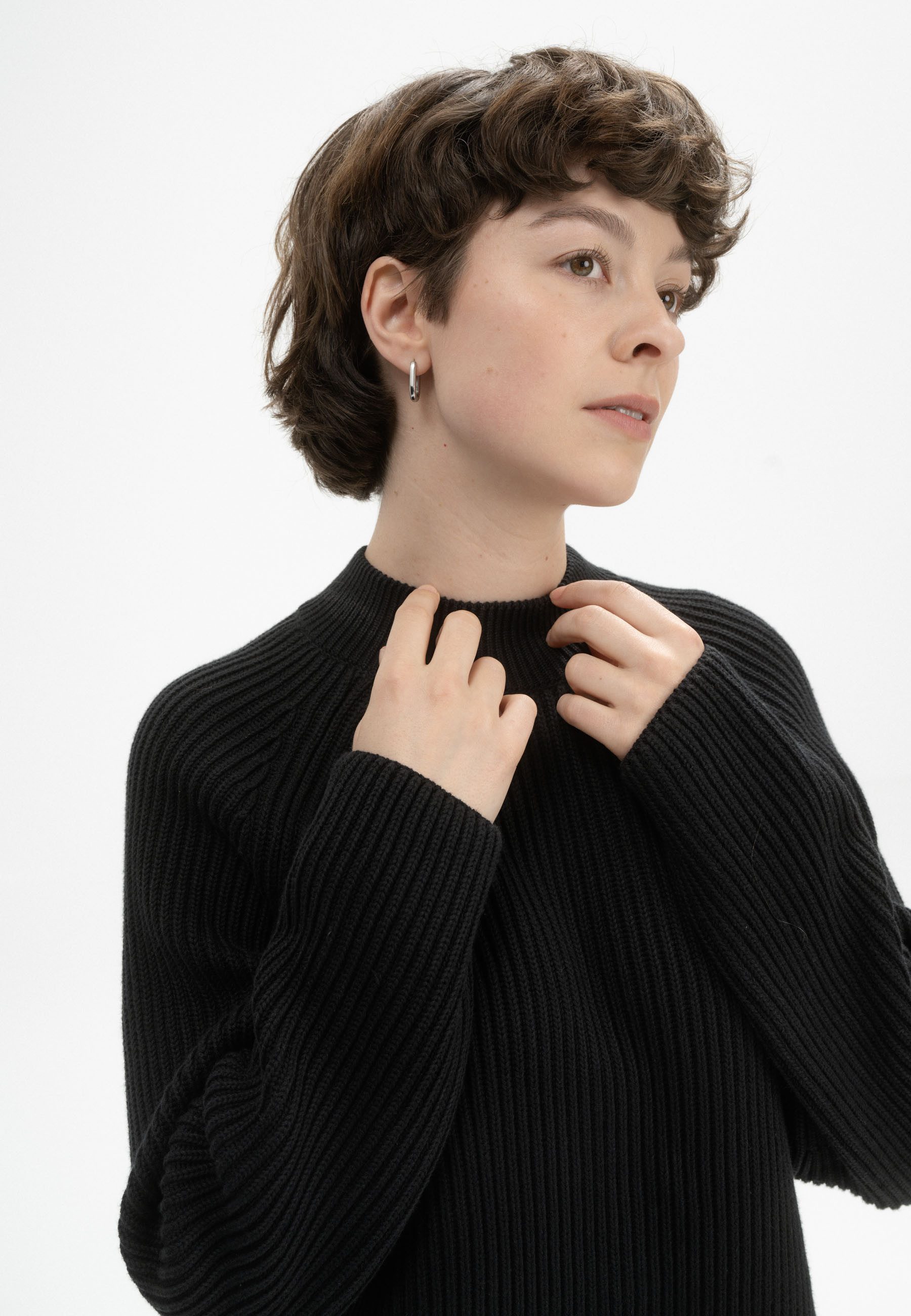 MELA Strickpullover Rippstrick Stehkragenpullover Style ANALAH Raglanärmel