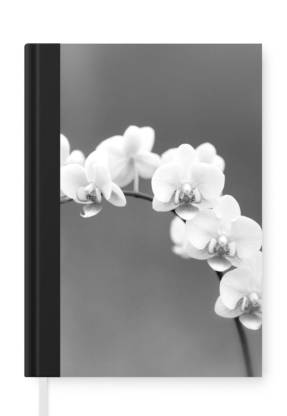 MuchoWow Notizbuch Orchidee - Blumen - Pflanze - Weiß - Lila, Journal, Merkzettel, Tagebuch, Notizheft, A5, 98 Seiten, Haushaltsbuch