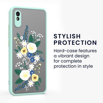 kwmobile Handyhülle Hülle für Xiaomi Redmi 9A / 9AT, Kunststoff Silikon Handy Schutzhülle Cover Case - Blumengesteck Design