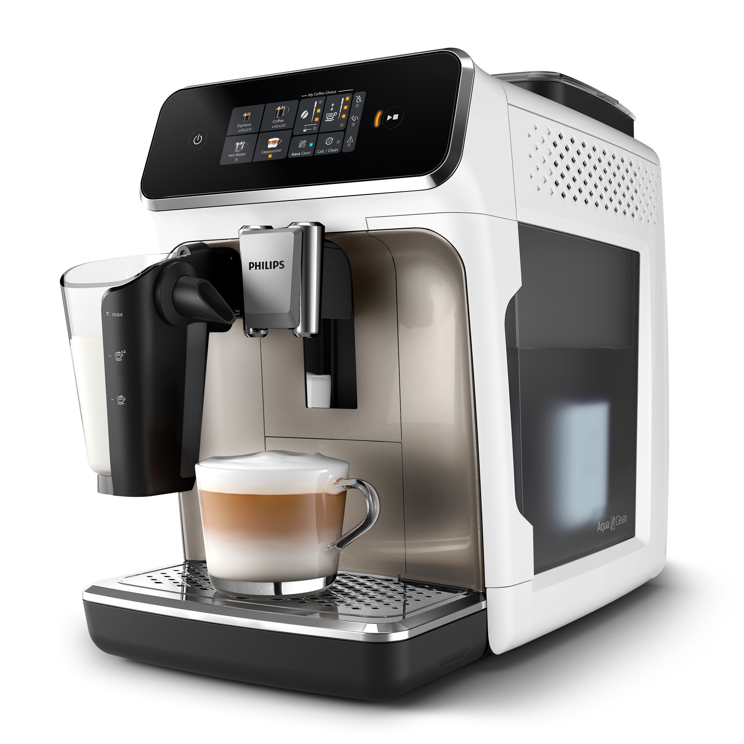 Philips Kaffeevollautomat EP2333/40 Kaffeespezialitäten, 4 mit 2300 und Series, LatteGo-Milchsystem, Weiß Chrom