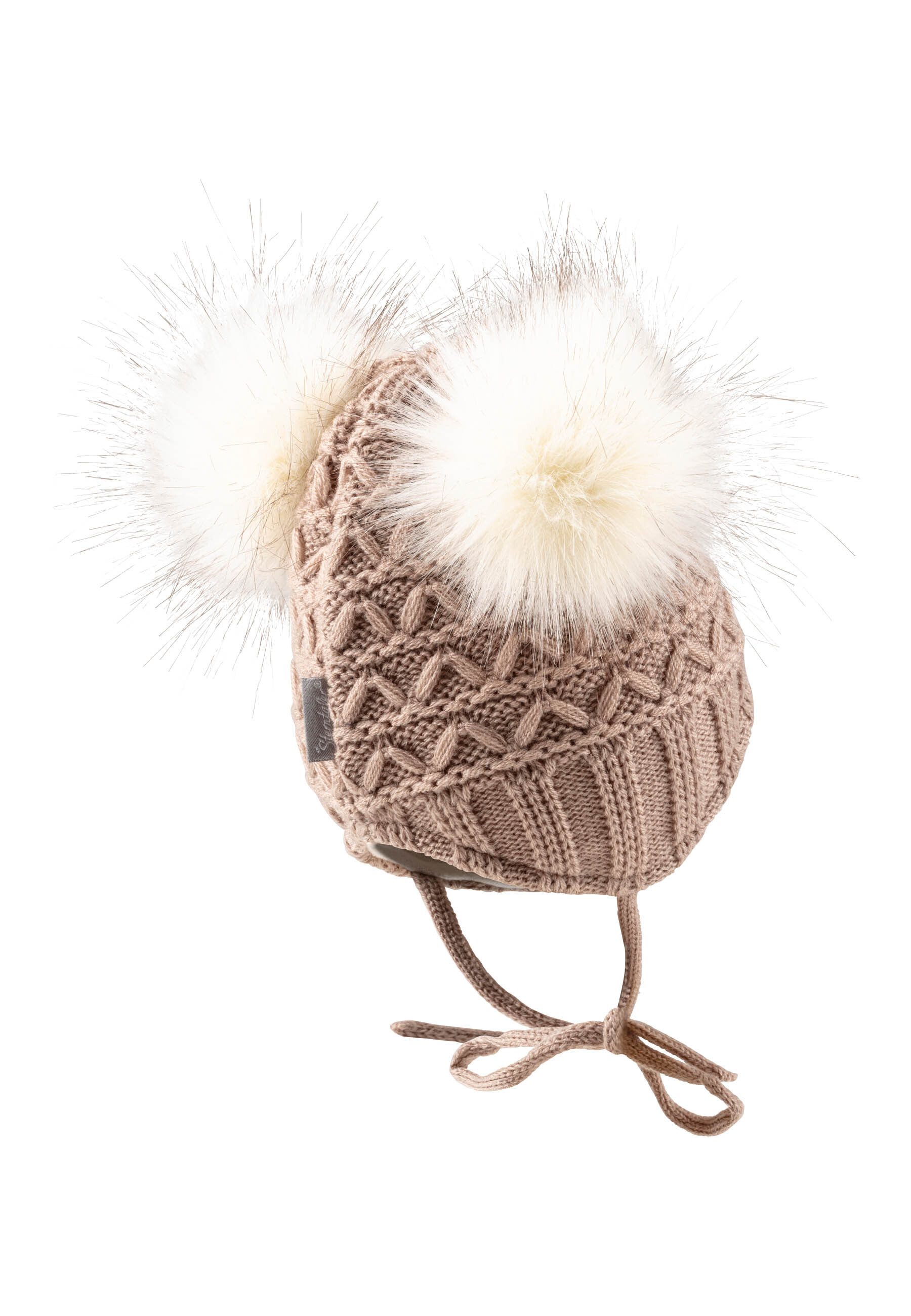 Sterntaler® Strickmütze Strickmütze Pompons (1-St) Mütze mit Kunstfell-Pompon gefüttert mit Fleece – Bild 4 von 5