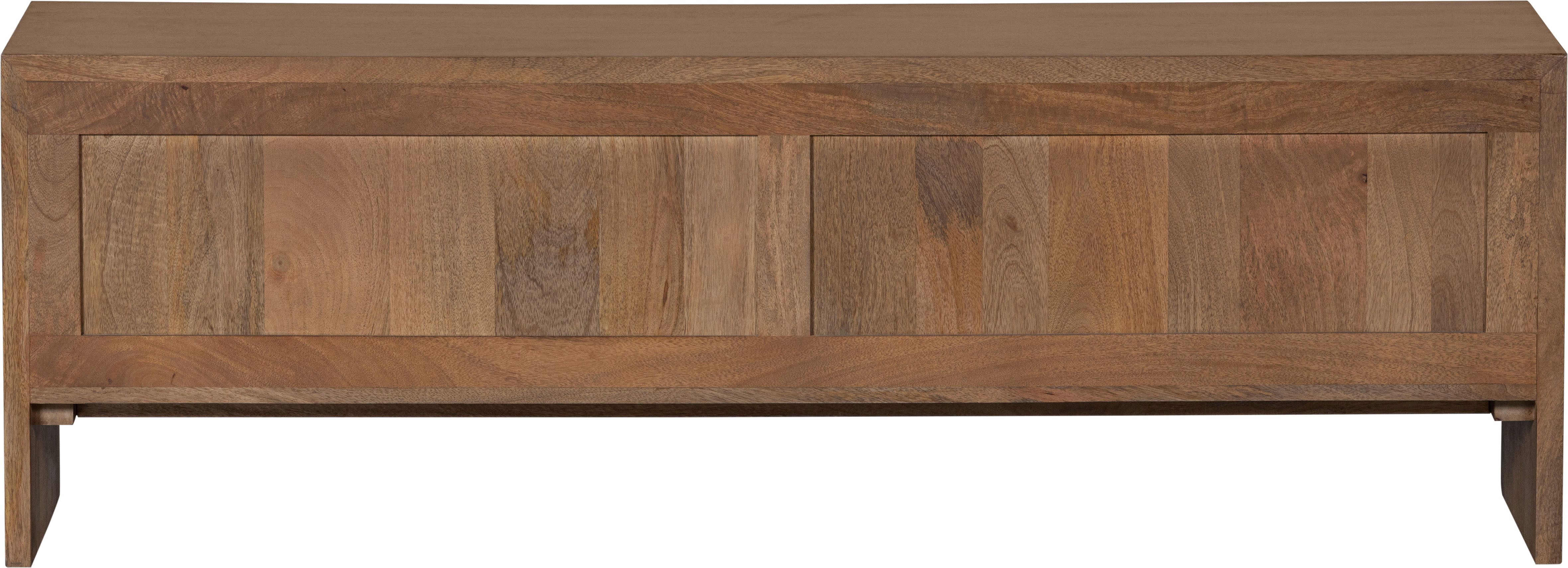 WOOOD Lowboard Jerre Massivholz Mangoholz abgerundeten Ecken H 50 x B 150 x T 40 cm, Tragkraft Deckplatte 100 kg, fertig montiert geliefert, pfleigleicht