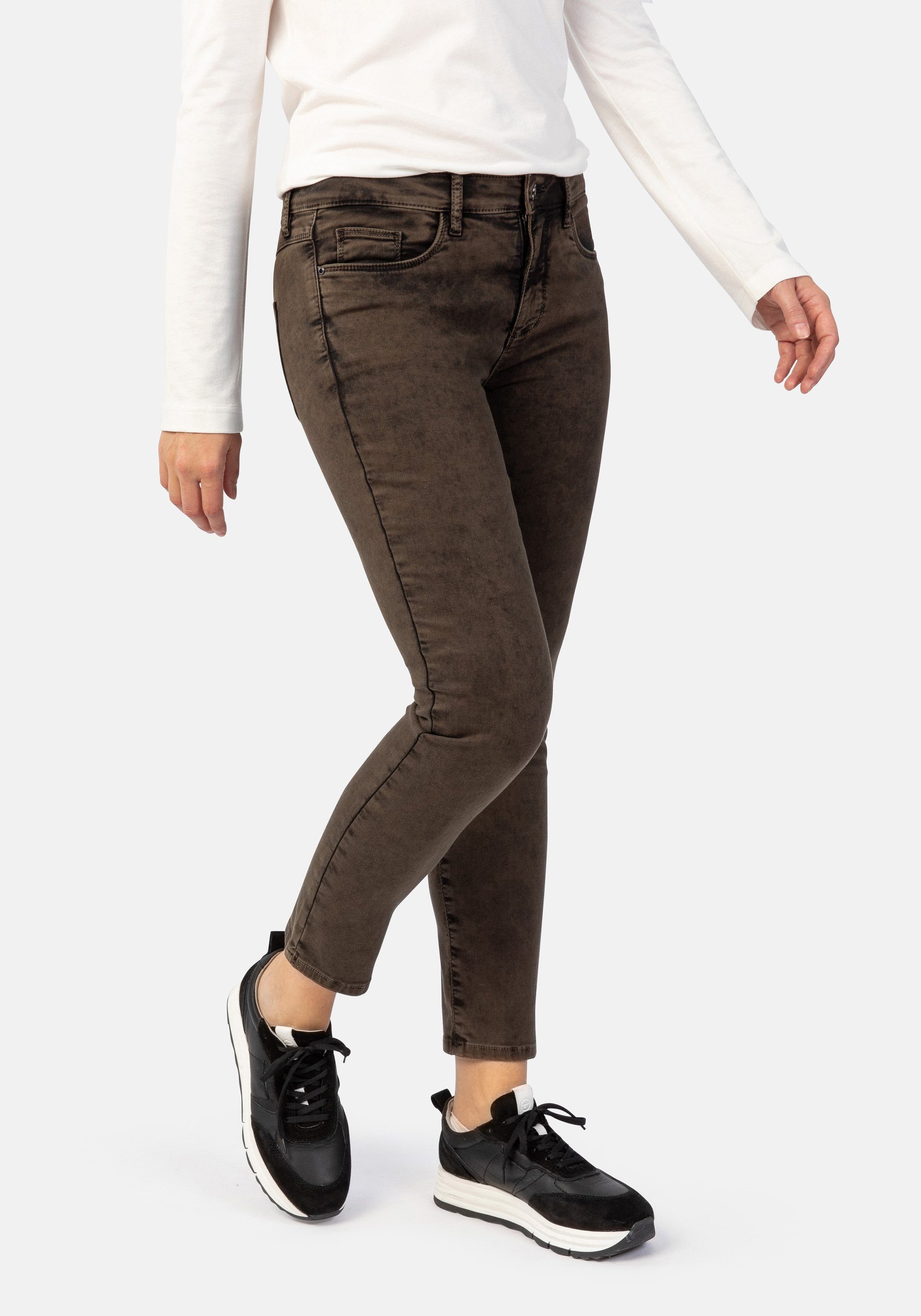 STOOKER WOMEN 5-Pocket-Jeans Florenz Colour autumn Slim Fit chocolate brown wash