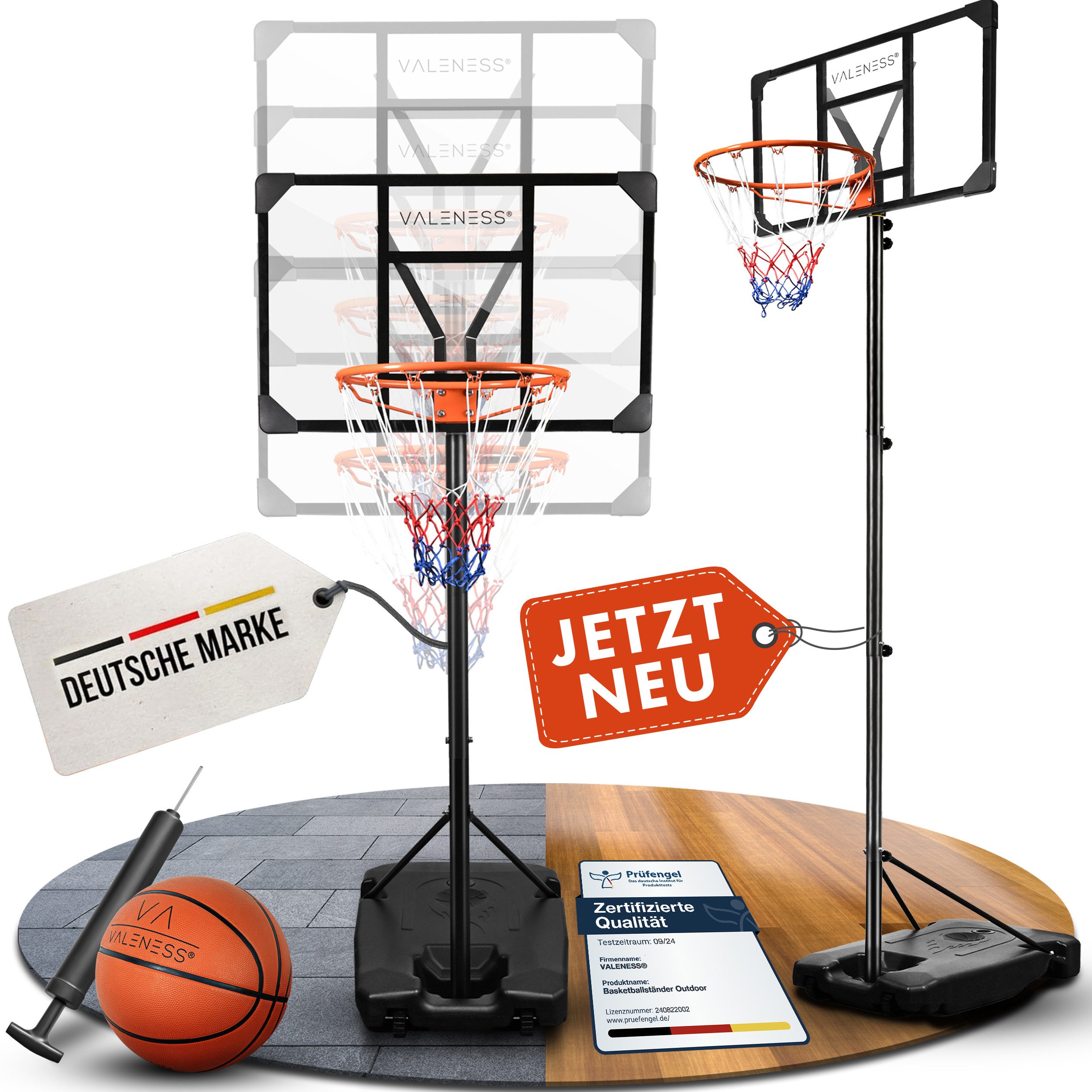 VALENESS Basketballkorb VALENESS® Basketballständer Outdoor - verstellbar [135 bis 305 cm] (1-St)