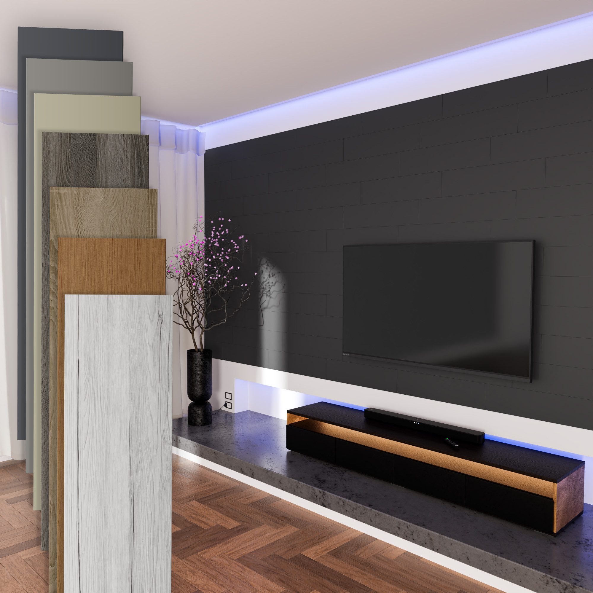 Hexim Wanddekoobjekt Black Lead (Paneele aus MDF - Wandpaneele Wandverkleidung Holzpaneele Natur Wand Holzoptik Innen Holzverkleidung Verblender Dekorpaneele (1,04 m² Black Lead)