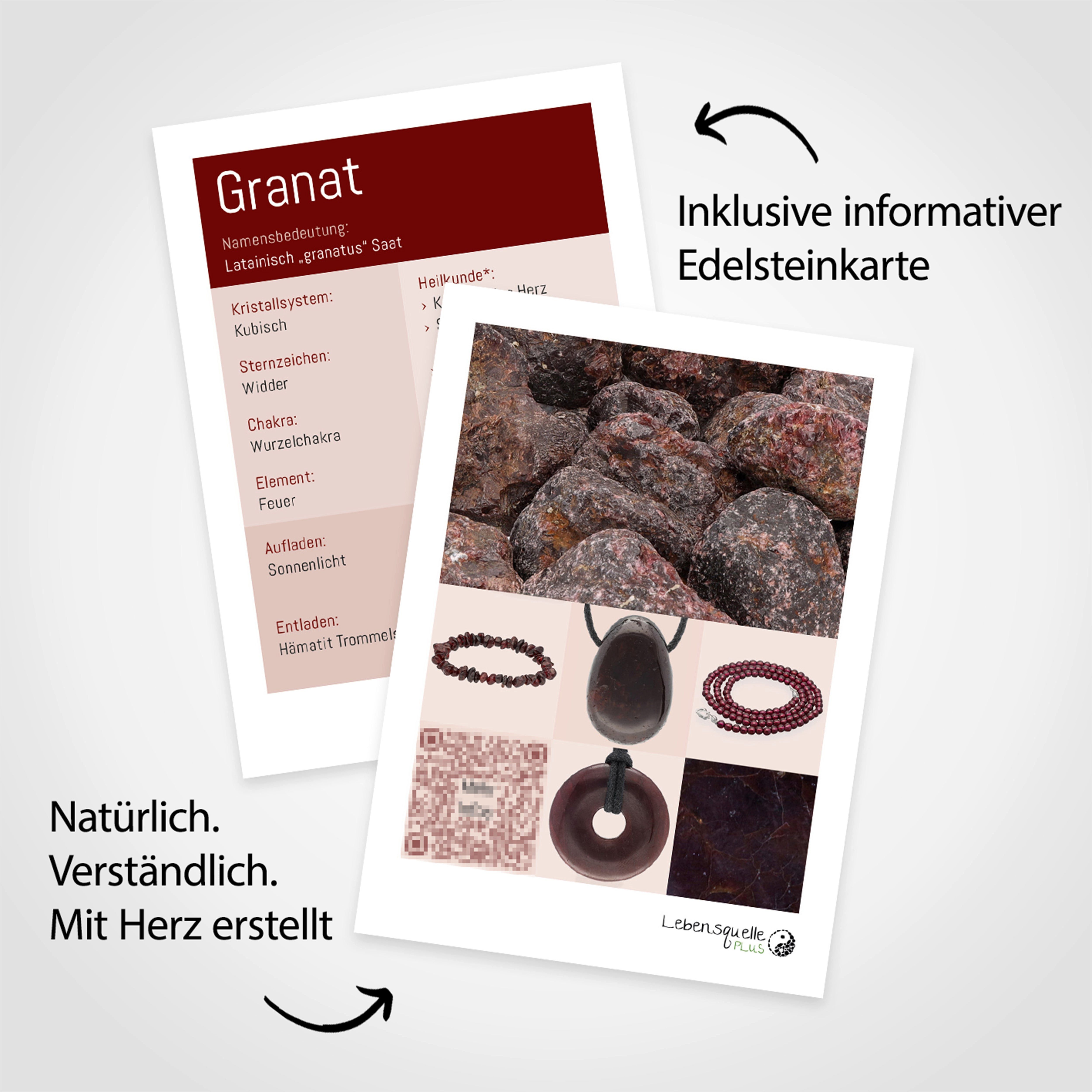 Lebensquelle Plus Kette ohne Anhänger Granat Perlenkette facettiert, 45 cm + Verschluss – Bild 4 von 5