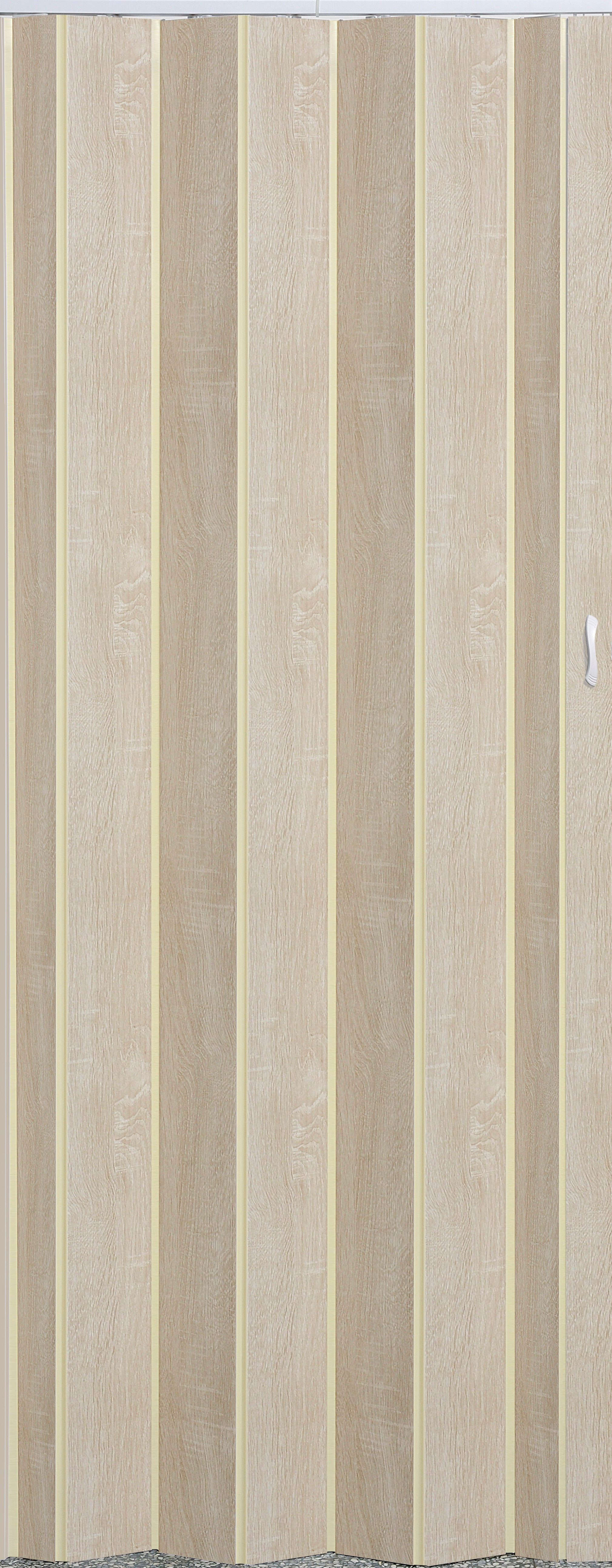 Vivaldi Falttür Schiebetür Tür Farbe Eiche H. 203 cm Türbreite bis 84 cm pi325 Neu (1 Karton, 1-St., 1 Set), teils vormontiert