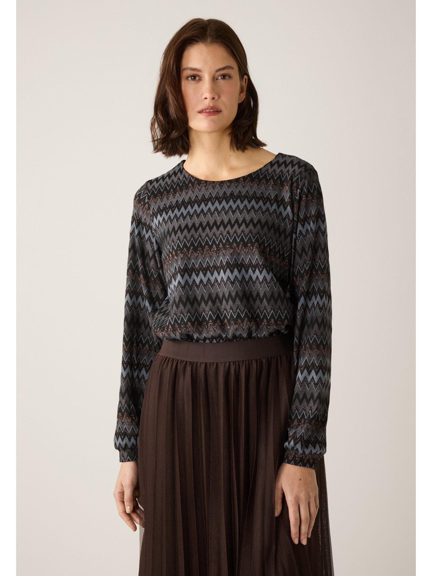 MORE&MORE Blusenshirt weites, gemustertes Blusenshirt günstig online kaufen