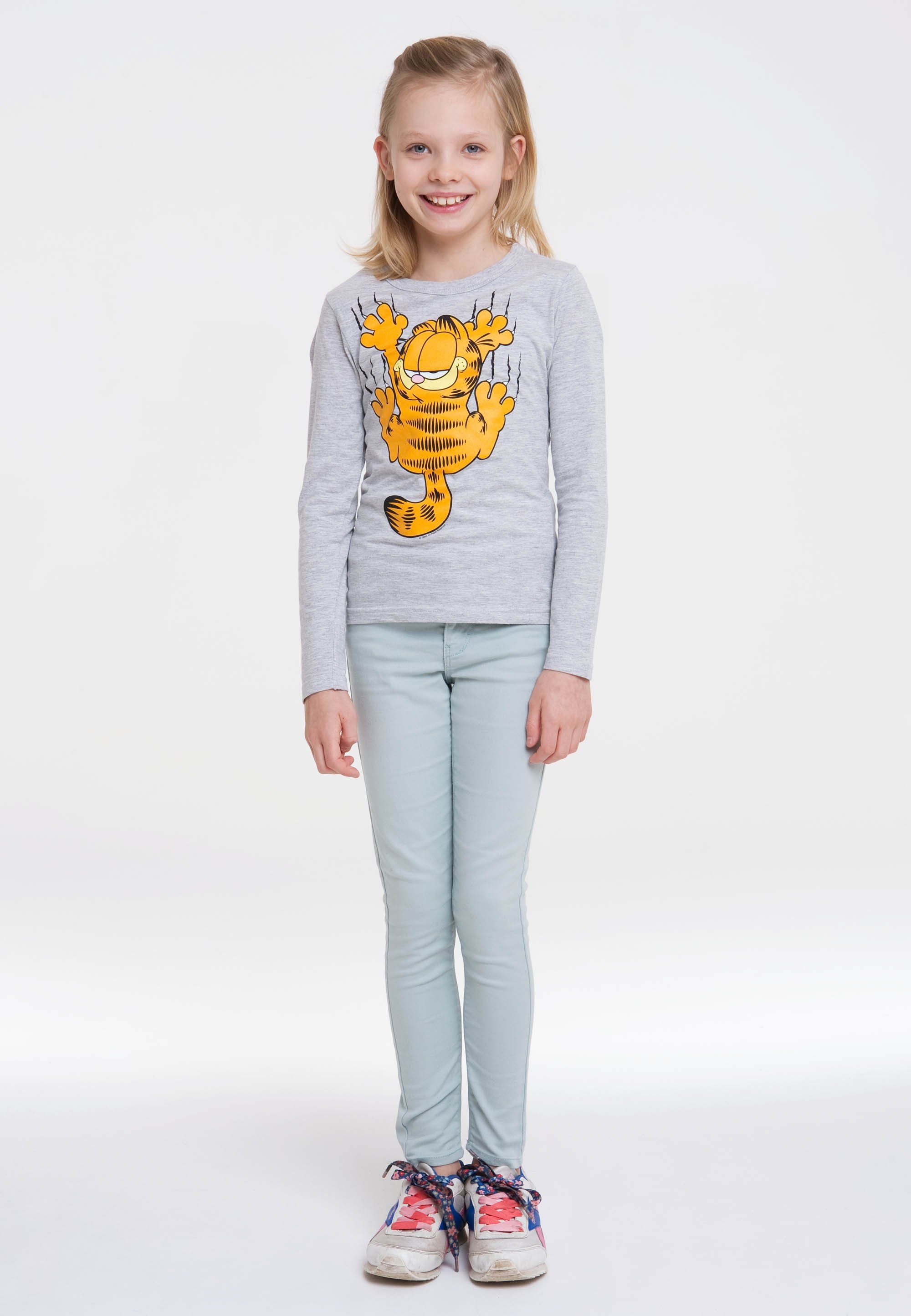 LOGOSHIRT Langarmshirt Garfield mit lässigem Frontprint