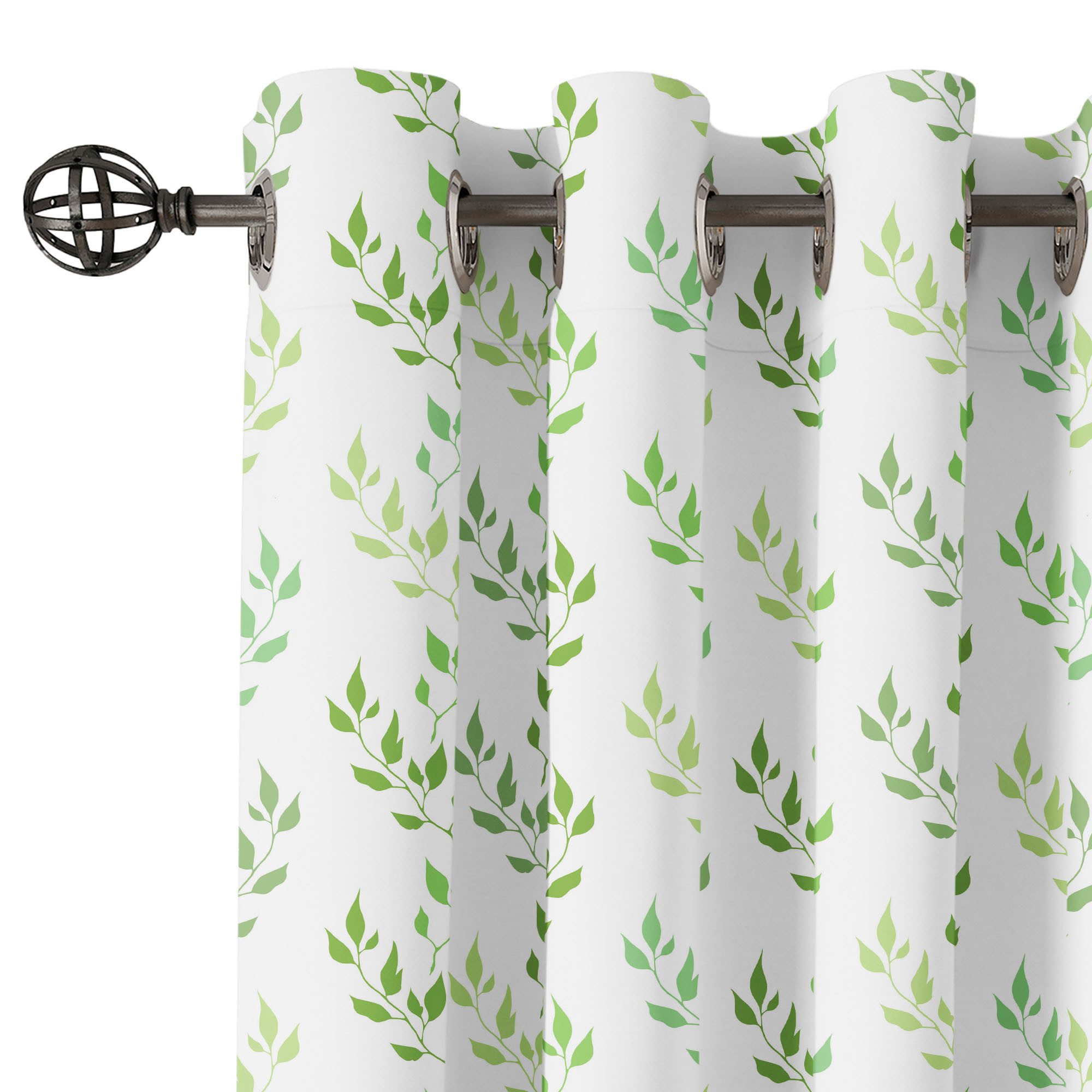 Abakuhaus Gardine Dekorative 2-Panel-Fenstervorhänge für Schlafzimmer Wohnzimmer, Grün Symmetrische Olive Leaves