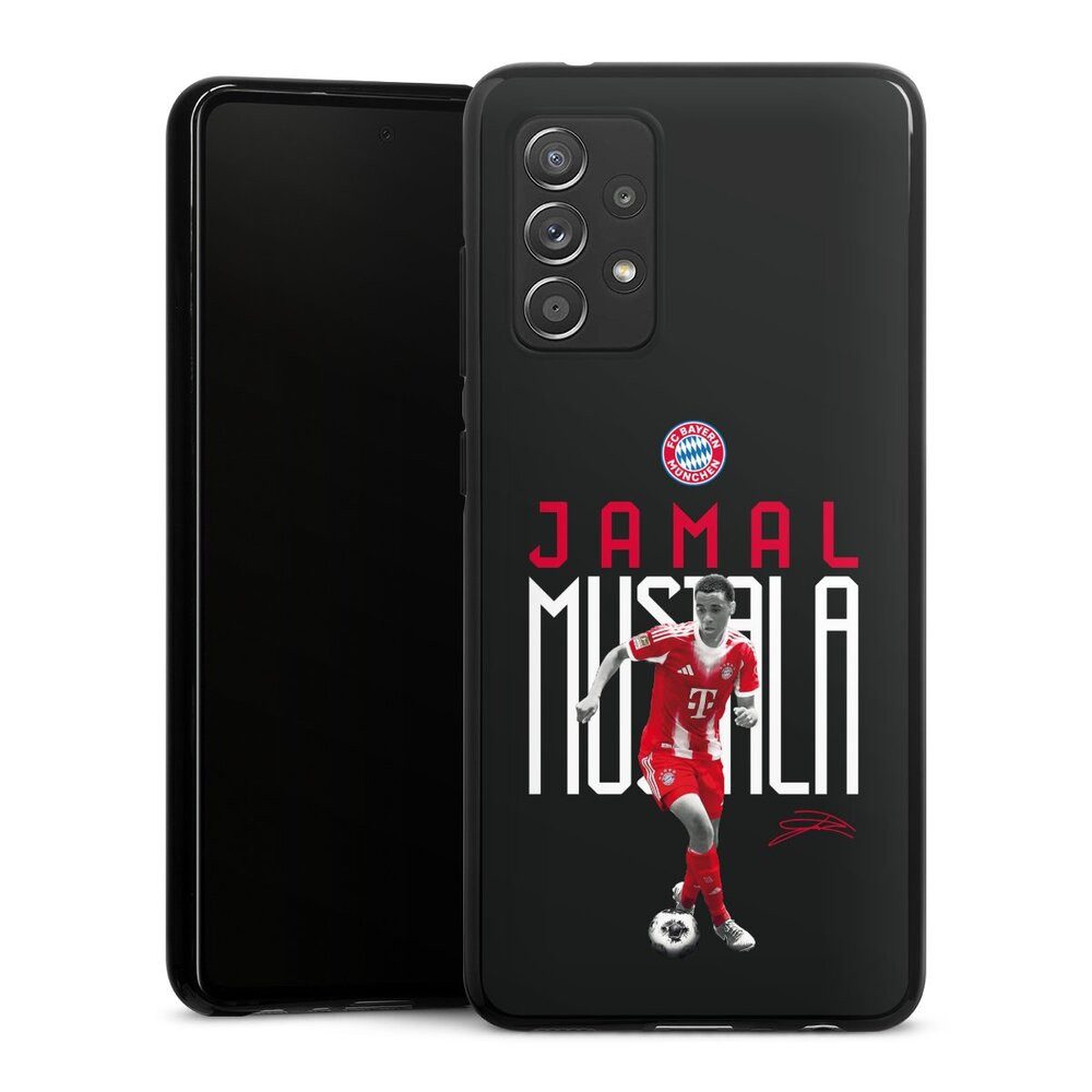 DeinDesign Handyhülle FC Bayern München Jamal Musiala Offizielles Lizenzprodukt, Samsung Galaxy A52s 5G Silikon Hülle Bumper Case Handy Schutzhülle