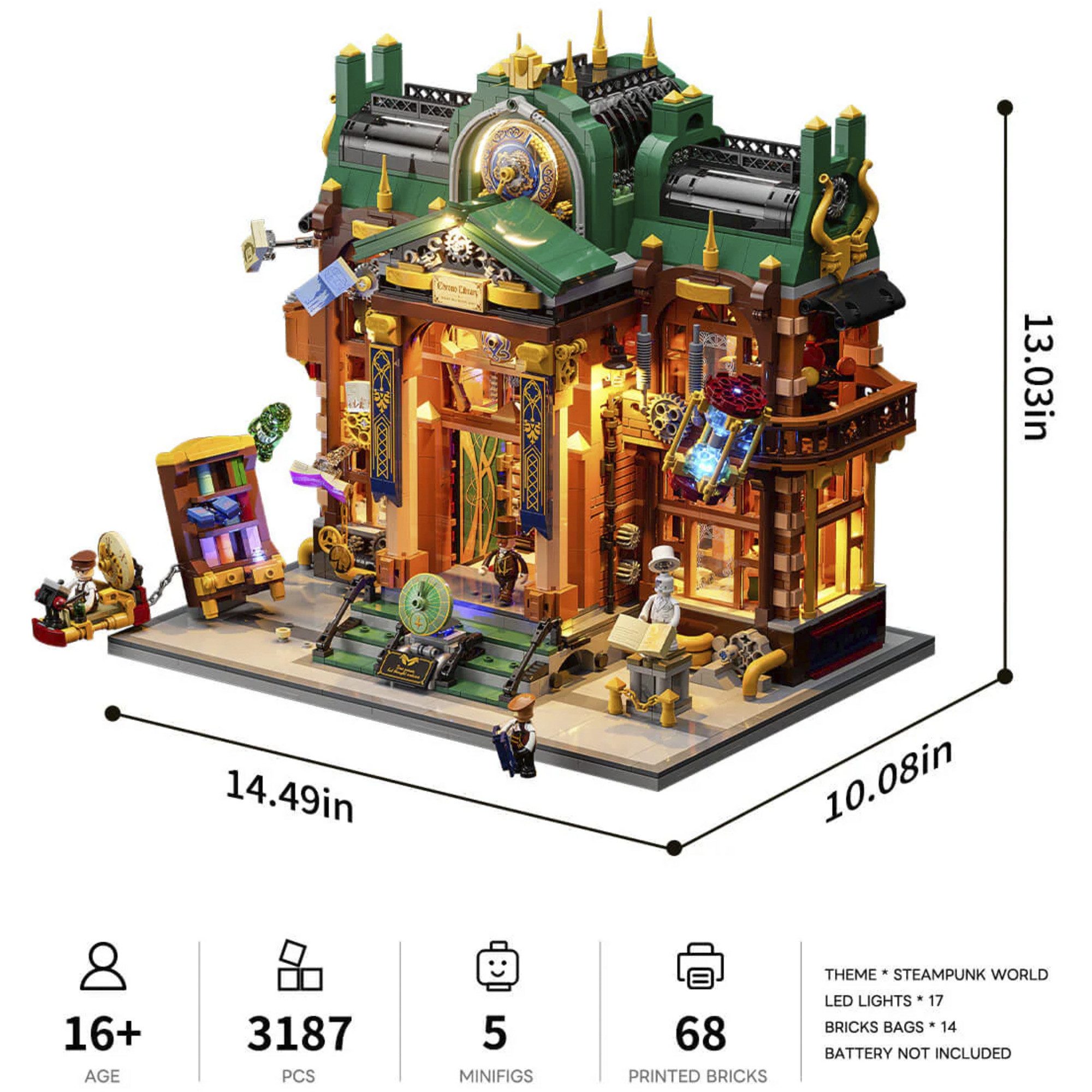 Lumibricks Lumibricks Steampunk Time Rift Bibliothek, Spielbausteine
