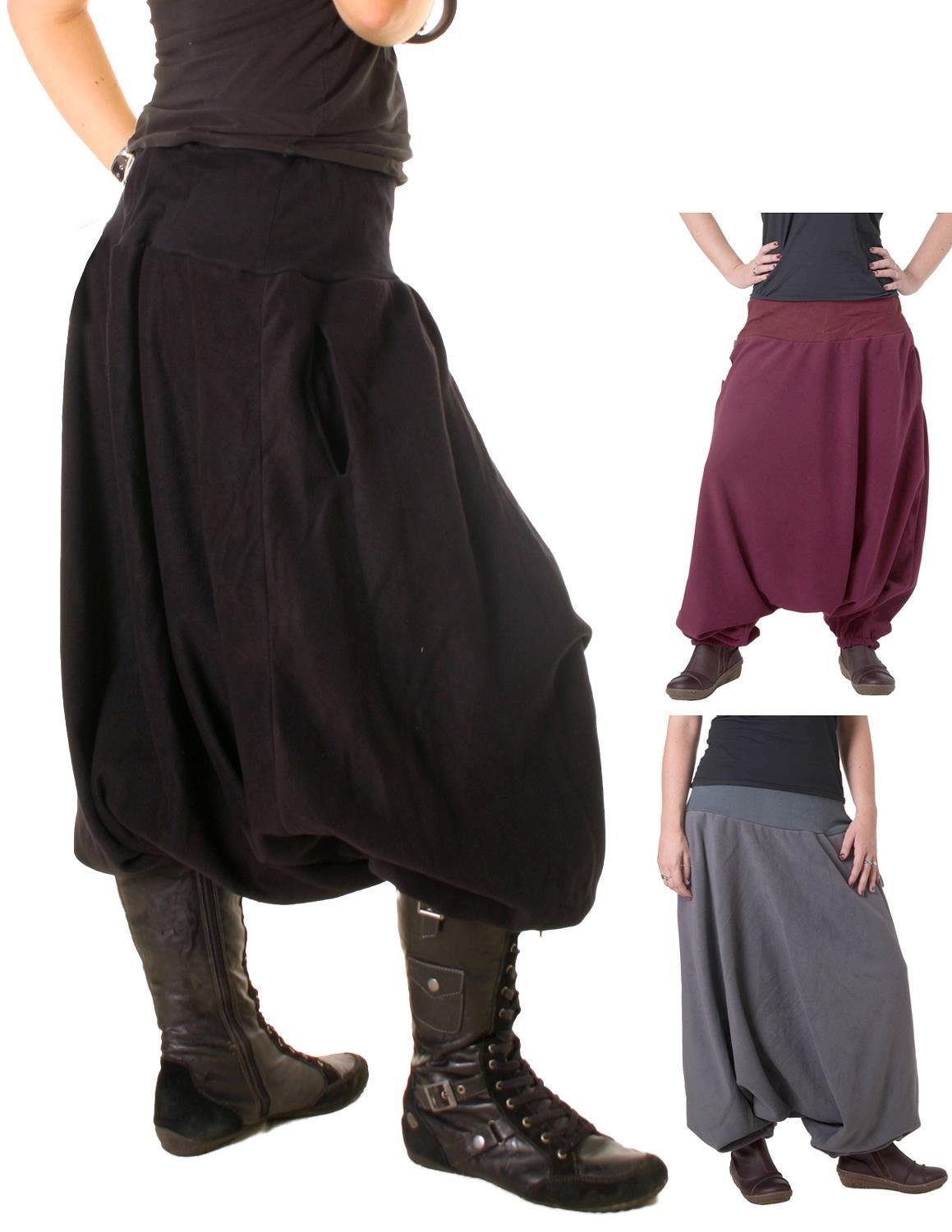 Vishes Fleecehose Haremshose aus Fleece Einheitsgröße/Lange Größe Pumhose, Pluderhose, Yogahose