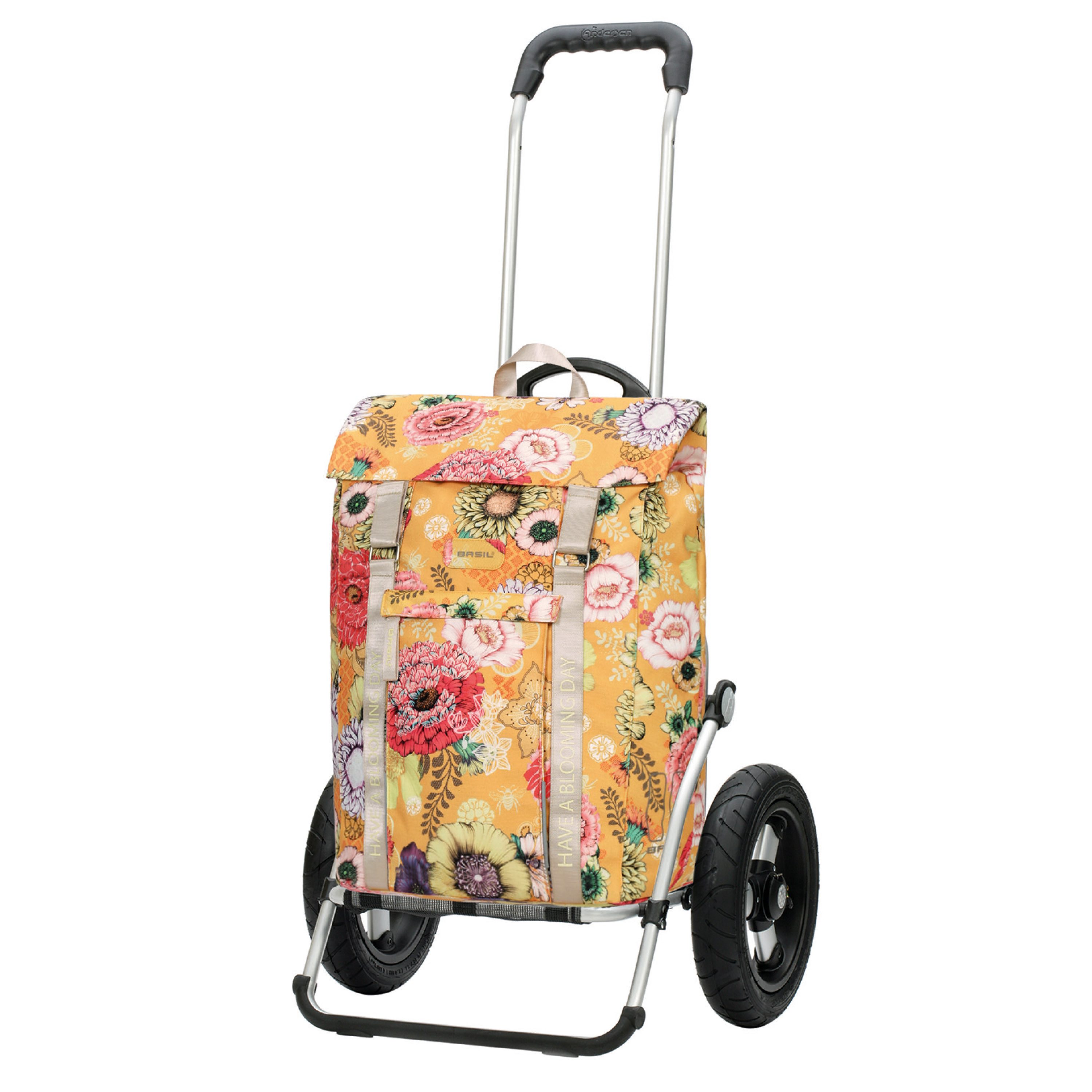 Andersen Einkaufstrolley Royal Shopper Basil Bloom gelb, klappbare Ladefläche, belastbar bis 50kg