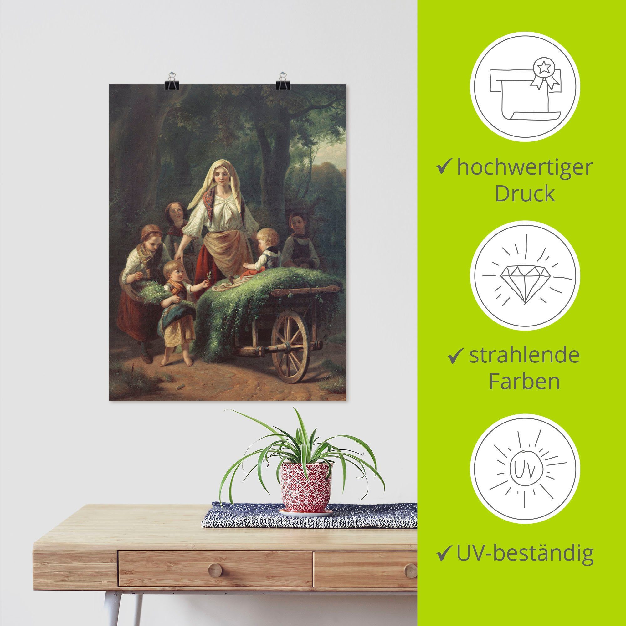 Wandbild oder & Größen Poster Familien Wandaufkleber als St), in Heimkehr (1 dem versch. Alubild, Leinwandbild, aus Die Gruppen Walde, Artland