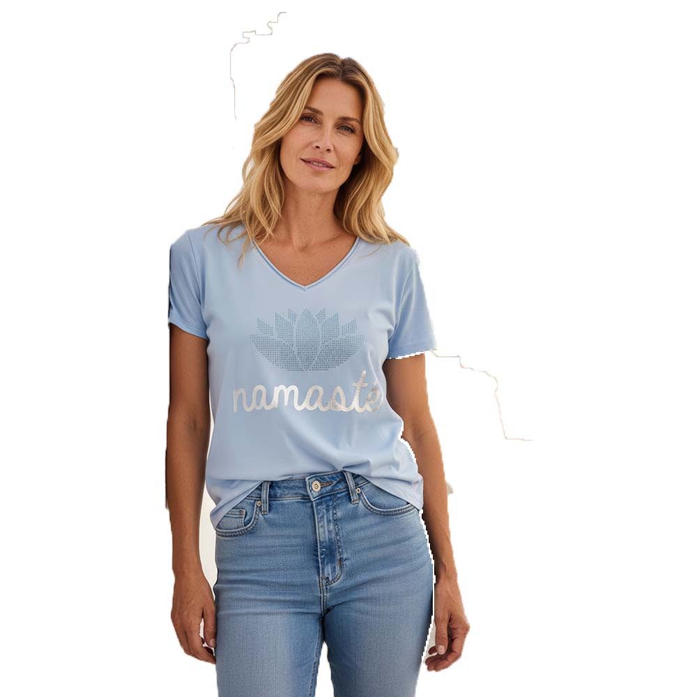 Miss Goodlife T-Shirt Miss Goodlife Damen T-Shirt mit Namaste Peace – V-Neck, Rundhals