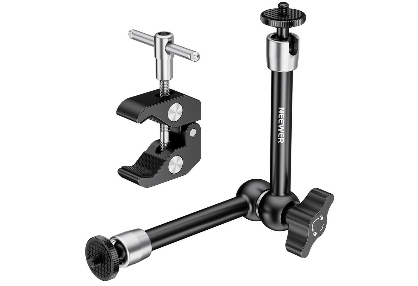 Neewer Kamerahalterung ST25C Verstellbarer magischer Arm, mit Superklemme, (6,35 mm und 9,52 Gewinde, für Blitz LED-Licht Mikrofon Monitor)