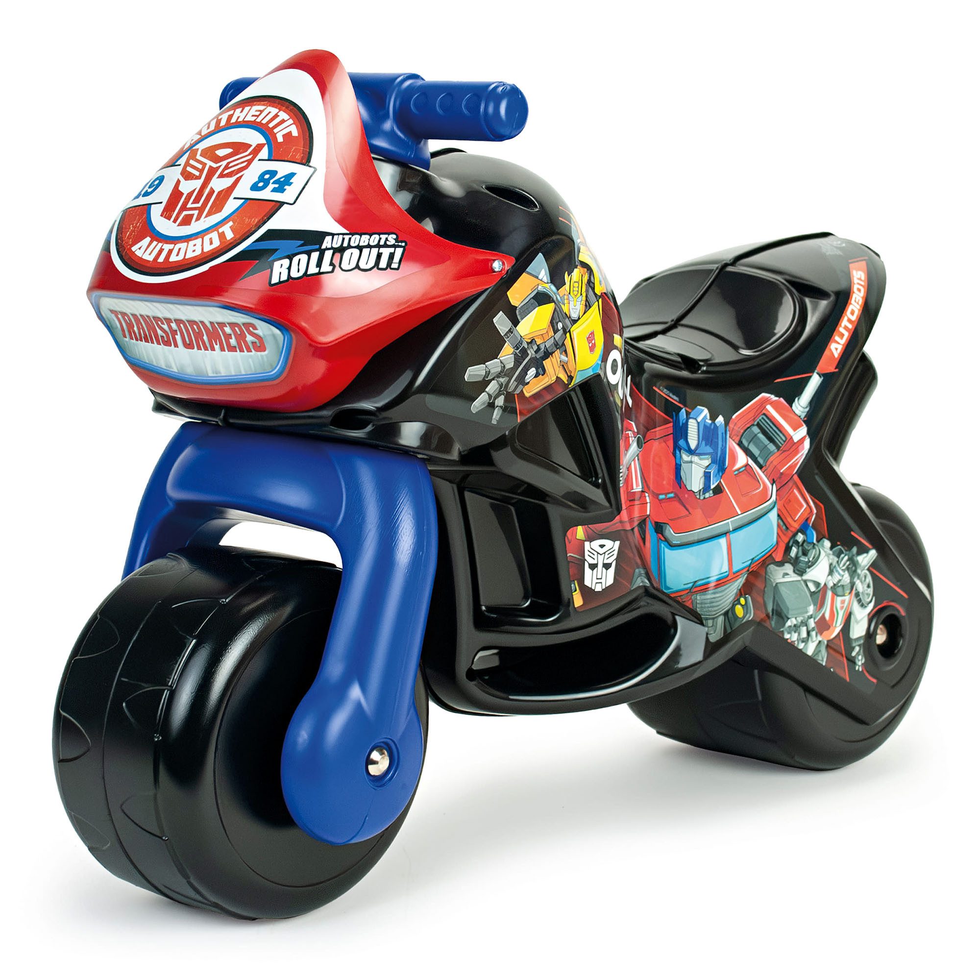 INJUSA Rutschmotorrad Twin Dessert Transformers, Kinder Rutschmotorrad mit breiten Rädern, Tragegriff stabil bis 30 kg