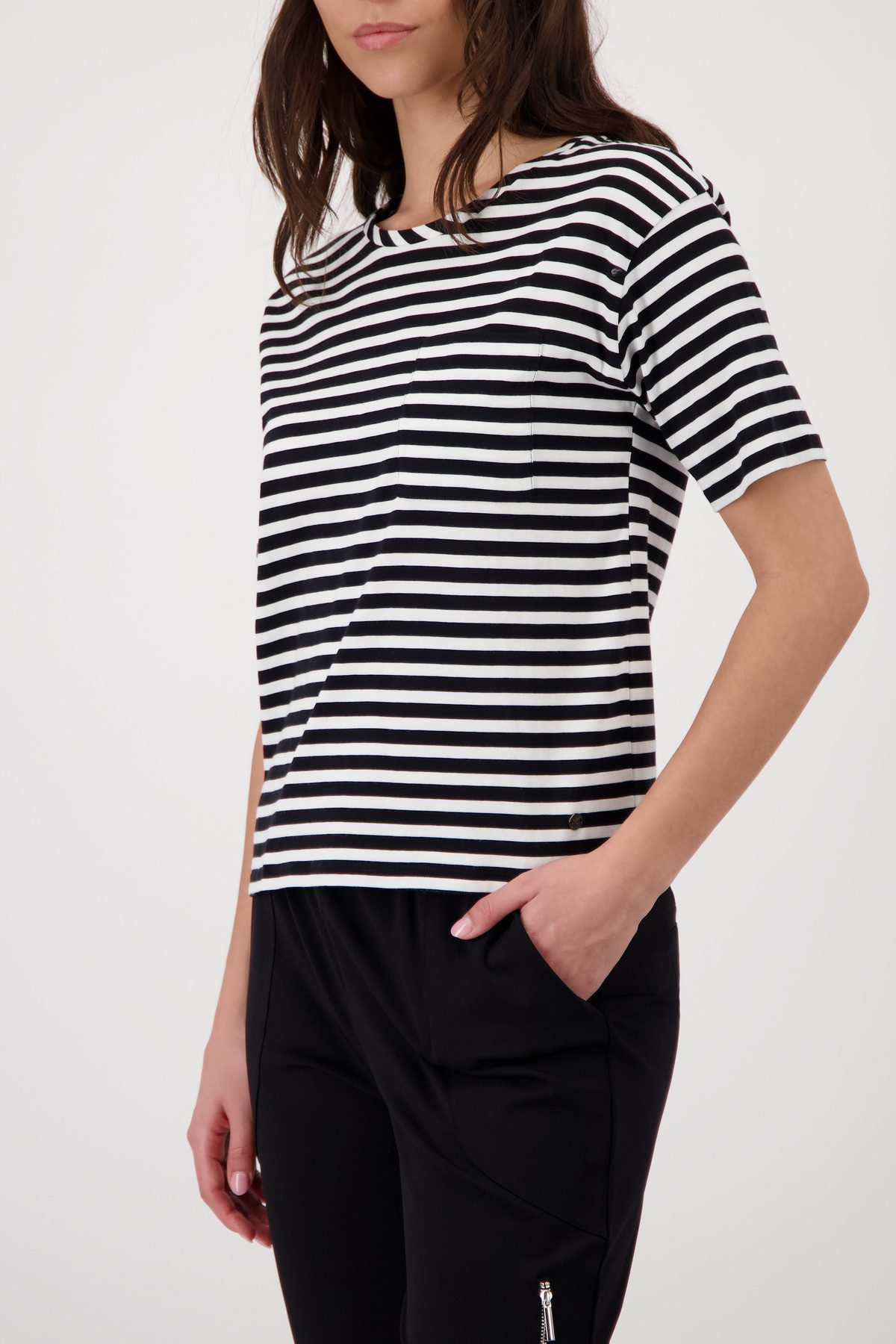Monari T-Shirt Shirt Basic Pima Ringel Regular fit mit Streifenmuster