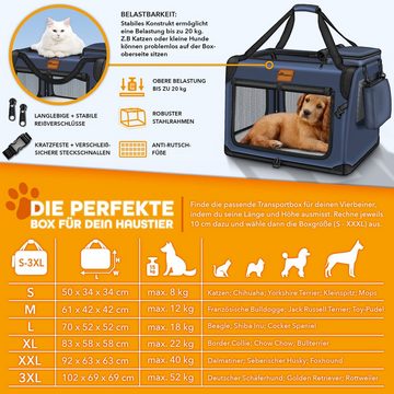 TRESKO Hunde-Transportbox Hundebox faltbar inkl. Leckmatte und Spatel bis 15,00 kg, Transportbox für Hunde und Katzen Hundetransportbox Hundetasche