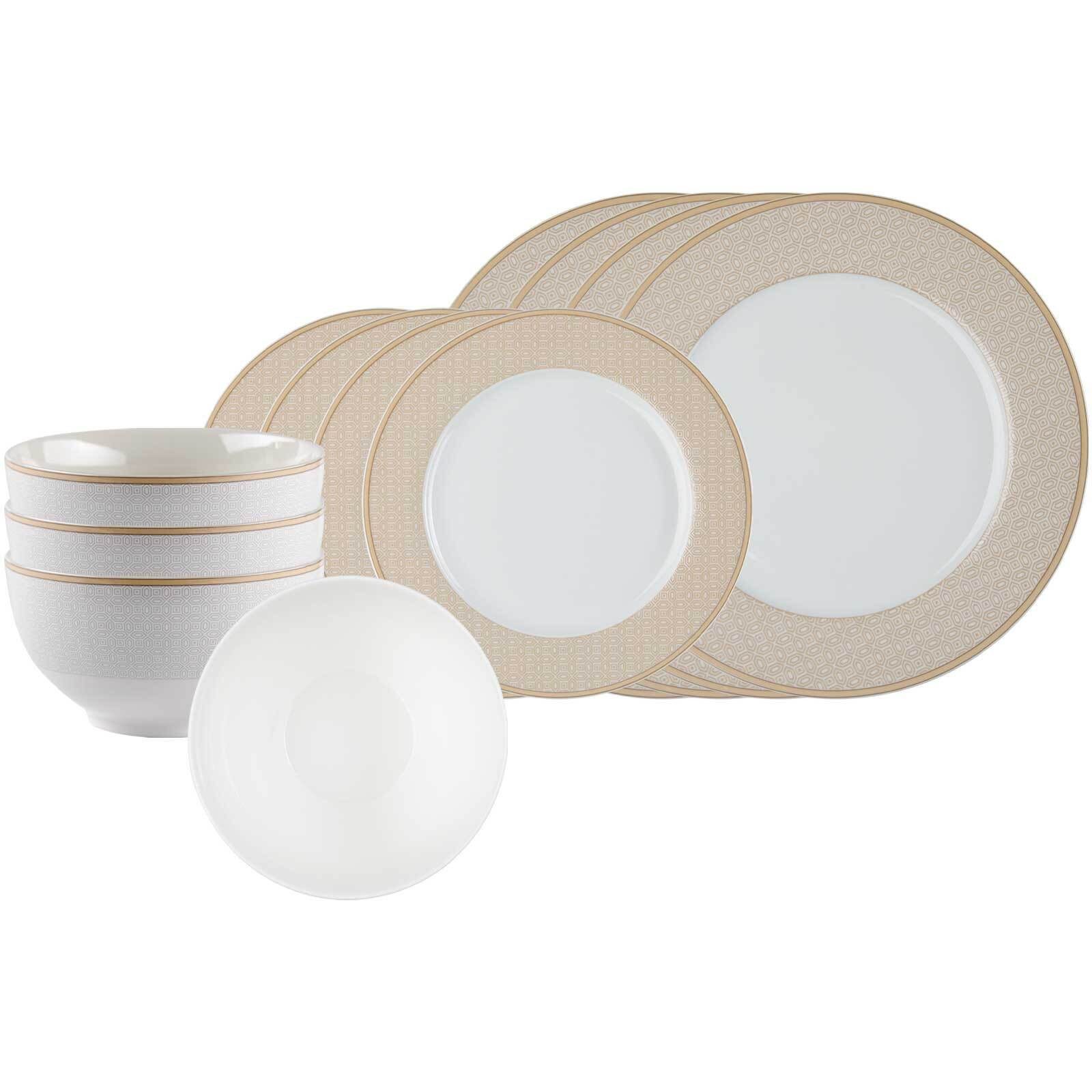Ritzenhoff & Breker Kombiservice Geo Basic-Set 12er Set (12-tlg), 4 Personen, Porzellan