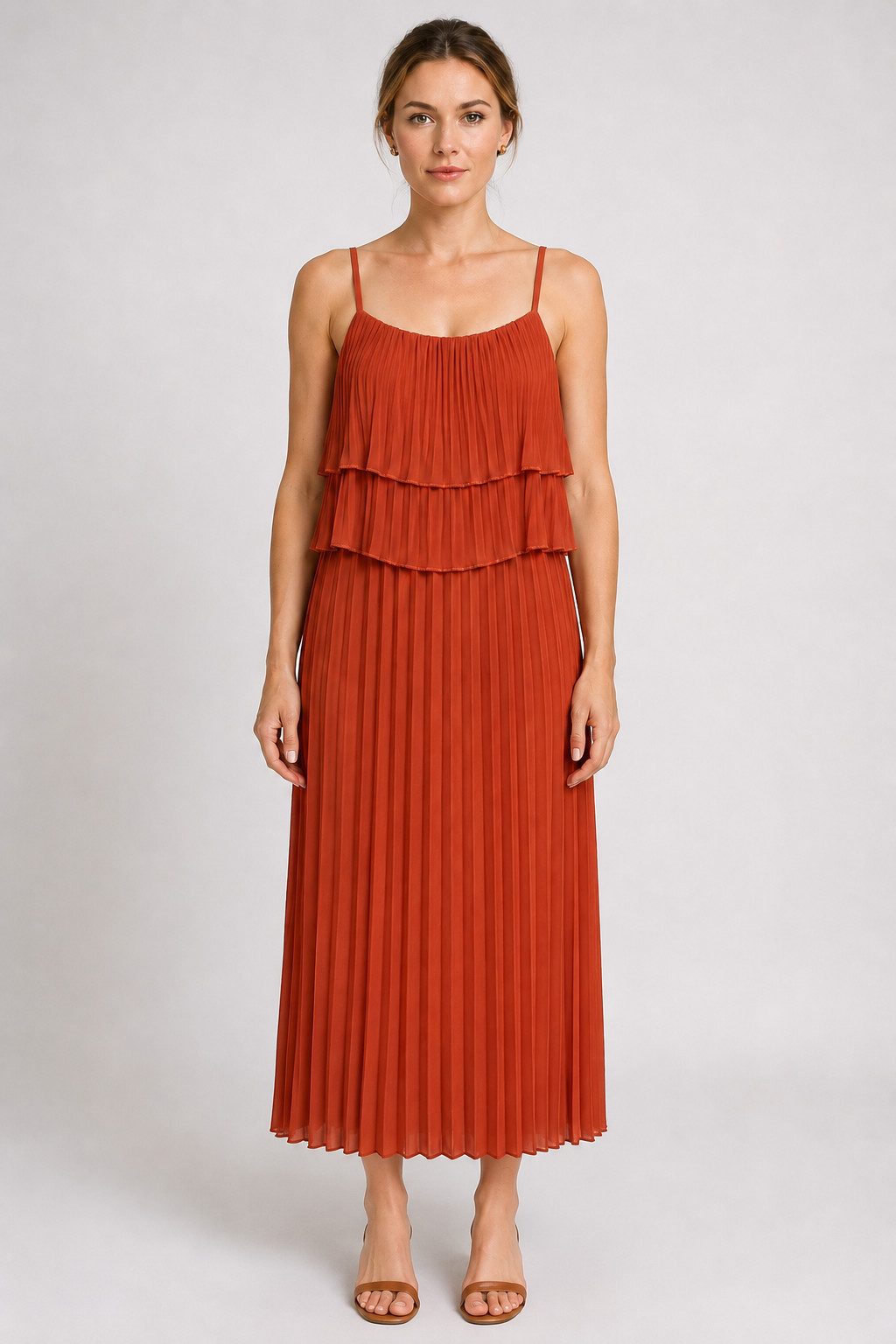 ITALY VIBES Plisseekleid - Maxi-Kleid Damen - langes Abendkleid mit Spaghettiträgern ONE SIZE - passend für Größen S-L – Bild 2 von 4