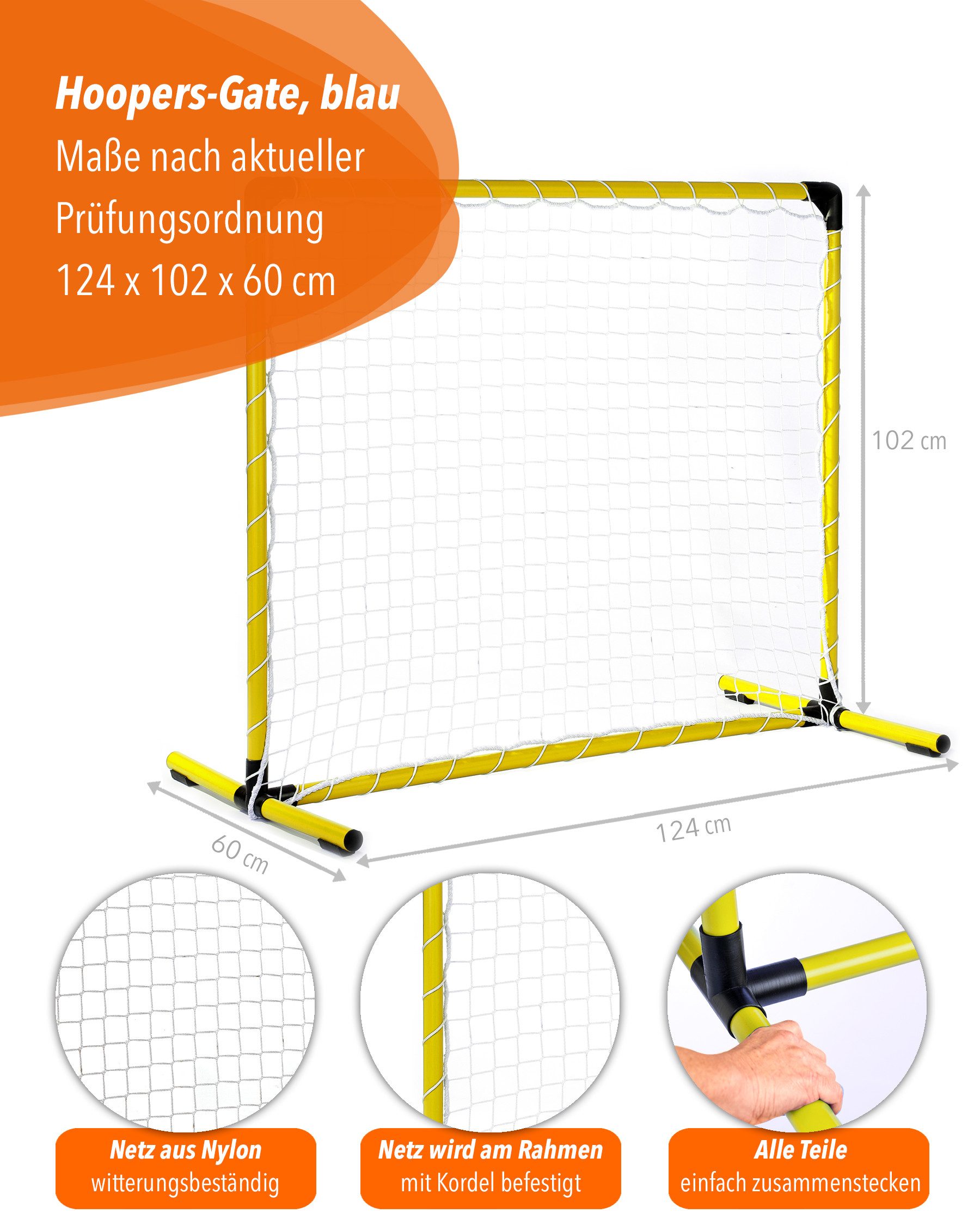 Superhund Outdoor-Spielzeug Hoopers Gate aus Kunststoff, mit weißem Netz, Farbe Gelb, Kunststoff