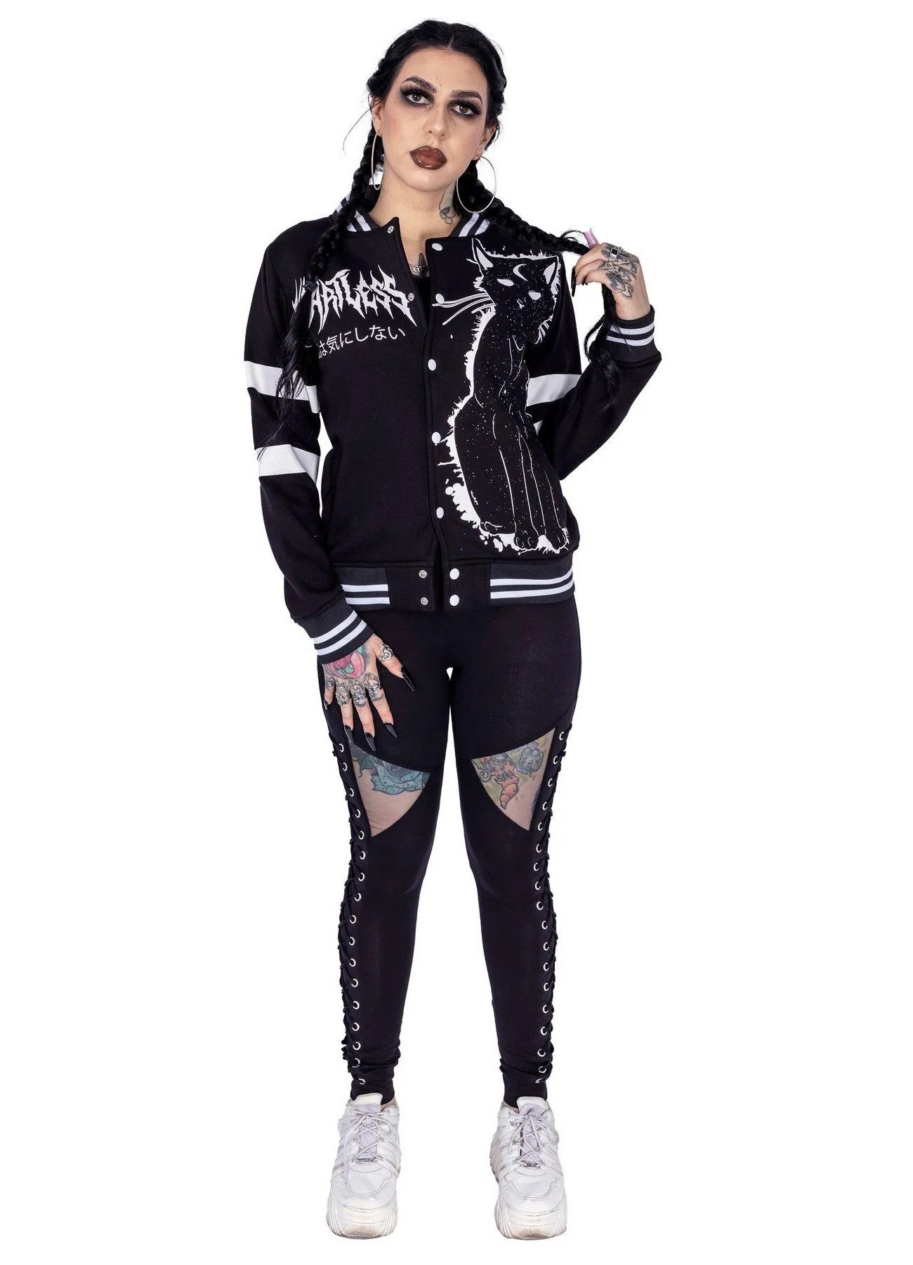 Heartless Collegejacke Moon Kitty Gothic Okkult Symbole Katze Moon Child – Bild 5 von 5