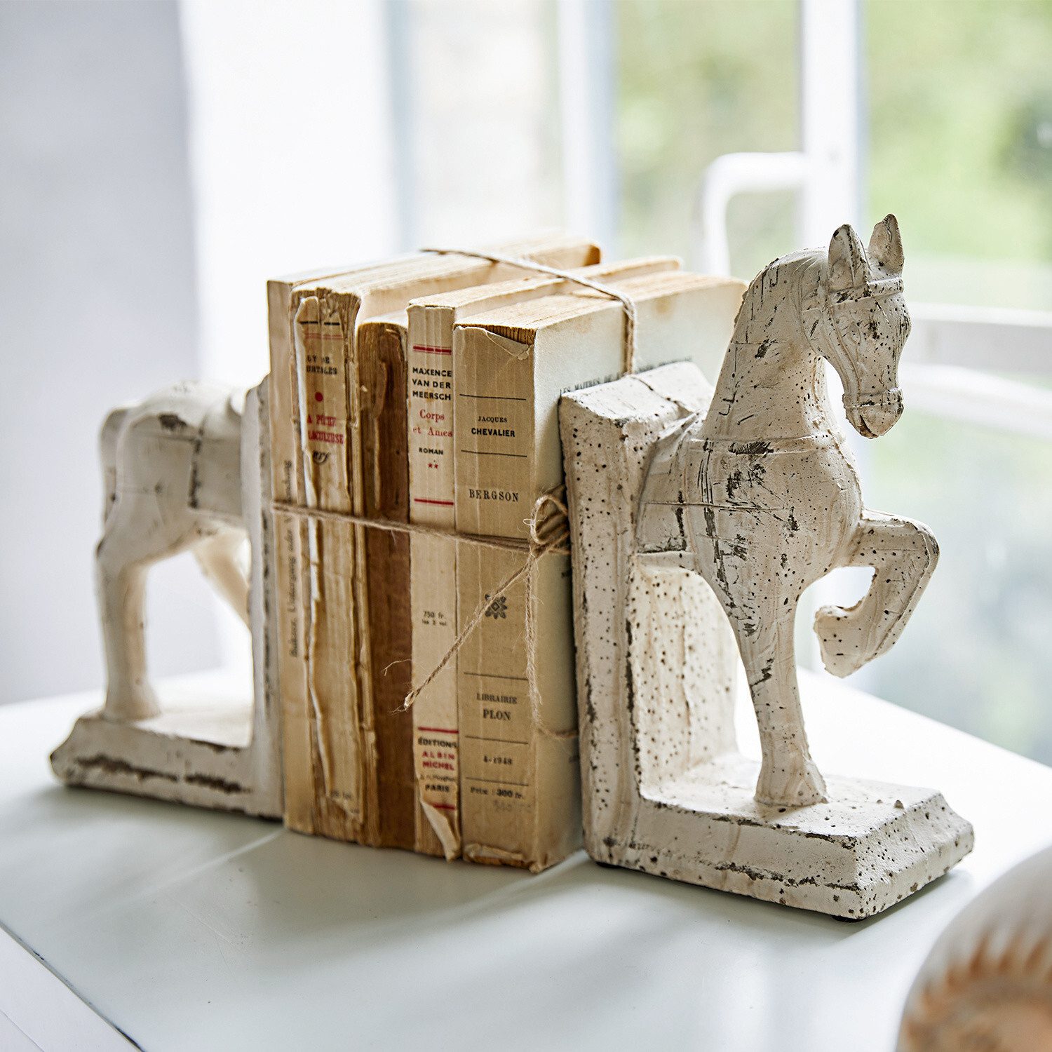 Mirabeau Dekoobjekt Buchstütze 2er Set Horses creme