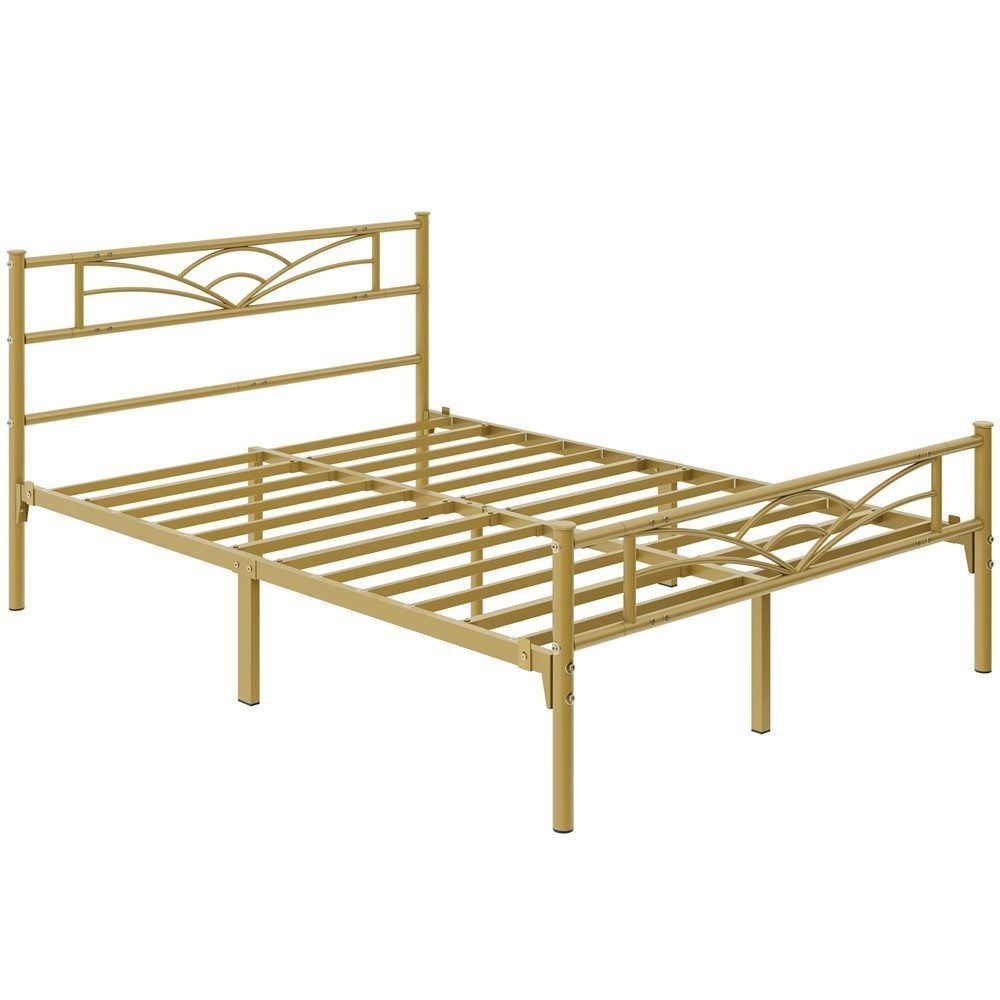 Yaheetech Bettgestell Metallbett, Bettrahmen mit Kopfteil, Doppel/Einzelbett 90x190/90x200/140x200cm