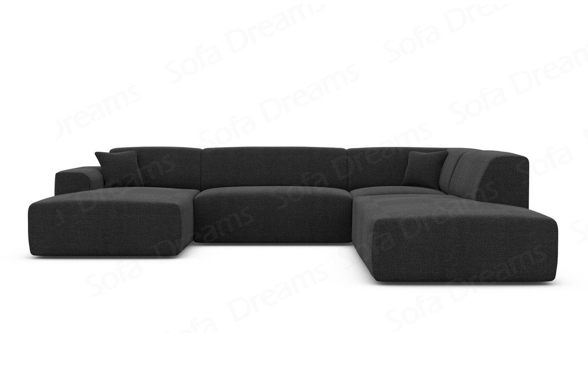 Sofa Dreams Wohnlandschaft Strukturstoff Loungesofa Stoffsofa Mallorca U Designer schwarz99 U-Form Sofa Modern, Lounge