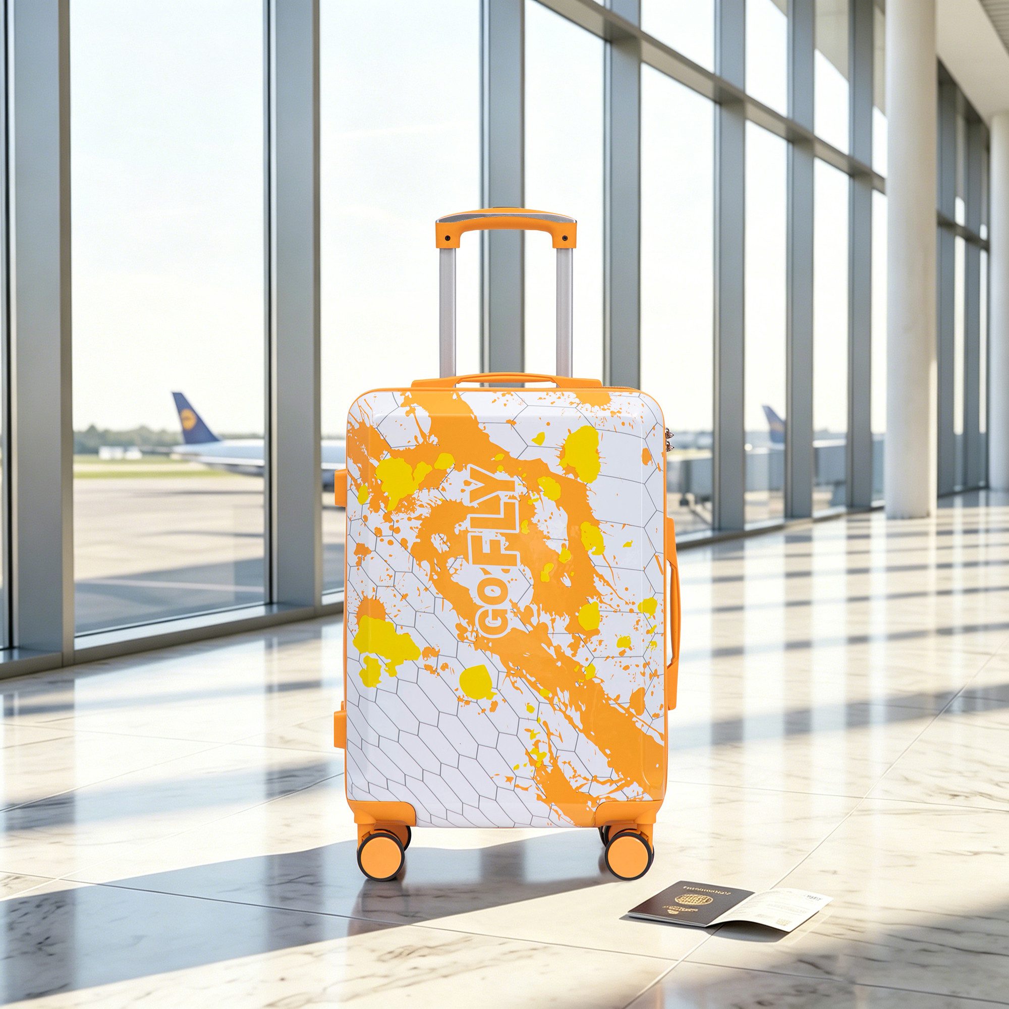 OKWISH Kofferset mit bedrucktem Muster und Zahlenschlos, 4 Rollen, (PC‑Spinner‑Rad‑Koffer, 1 tlg., 39*22.5*55.5cm)