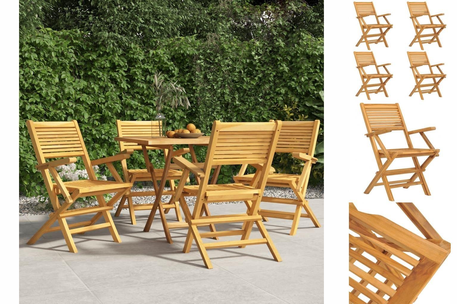 Massivholz 4 55x62x90 Klappbar Teak Gartenstühle vidaXL Gartenstuhl Stk cm