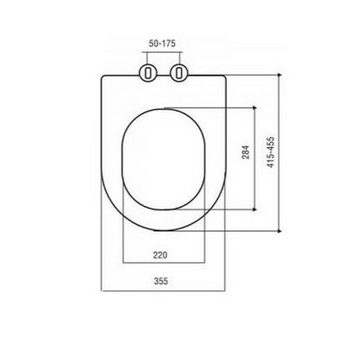 Aloni Tiefspül-WC AL5509+AL0402, Wandmontage, Abgang waagerecht, Hänge WC Toilette Aloni AL5509 mit Deckel AL0402