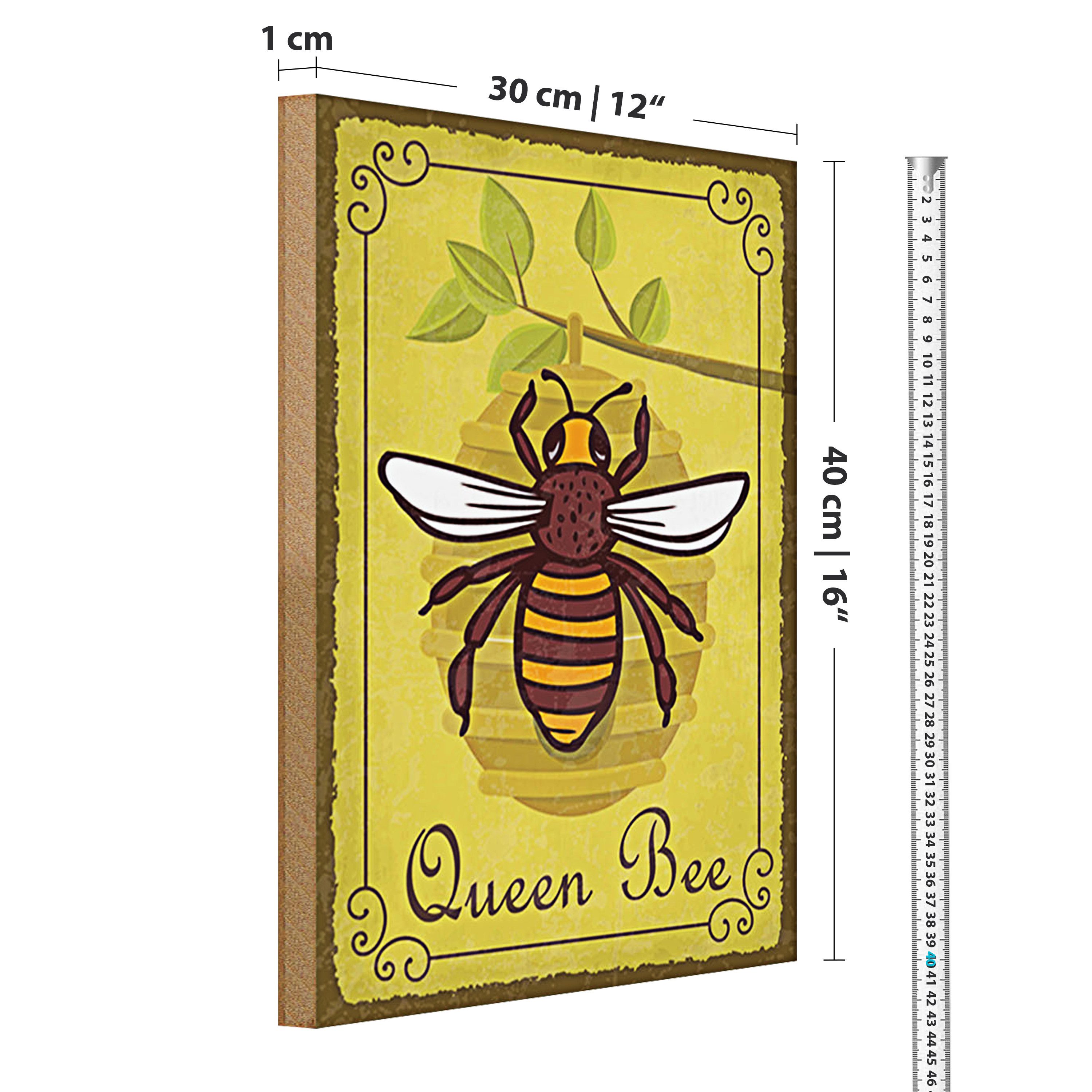 Roomando Holzbild Hinweis 30x40cm Queen Bee Biene Honig Imkerei