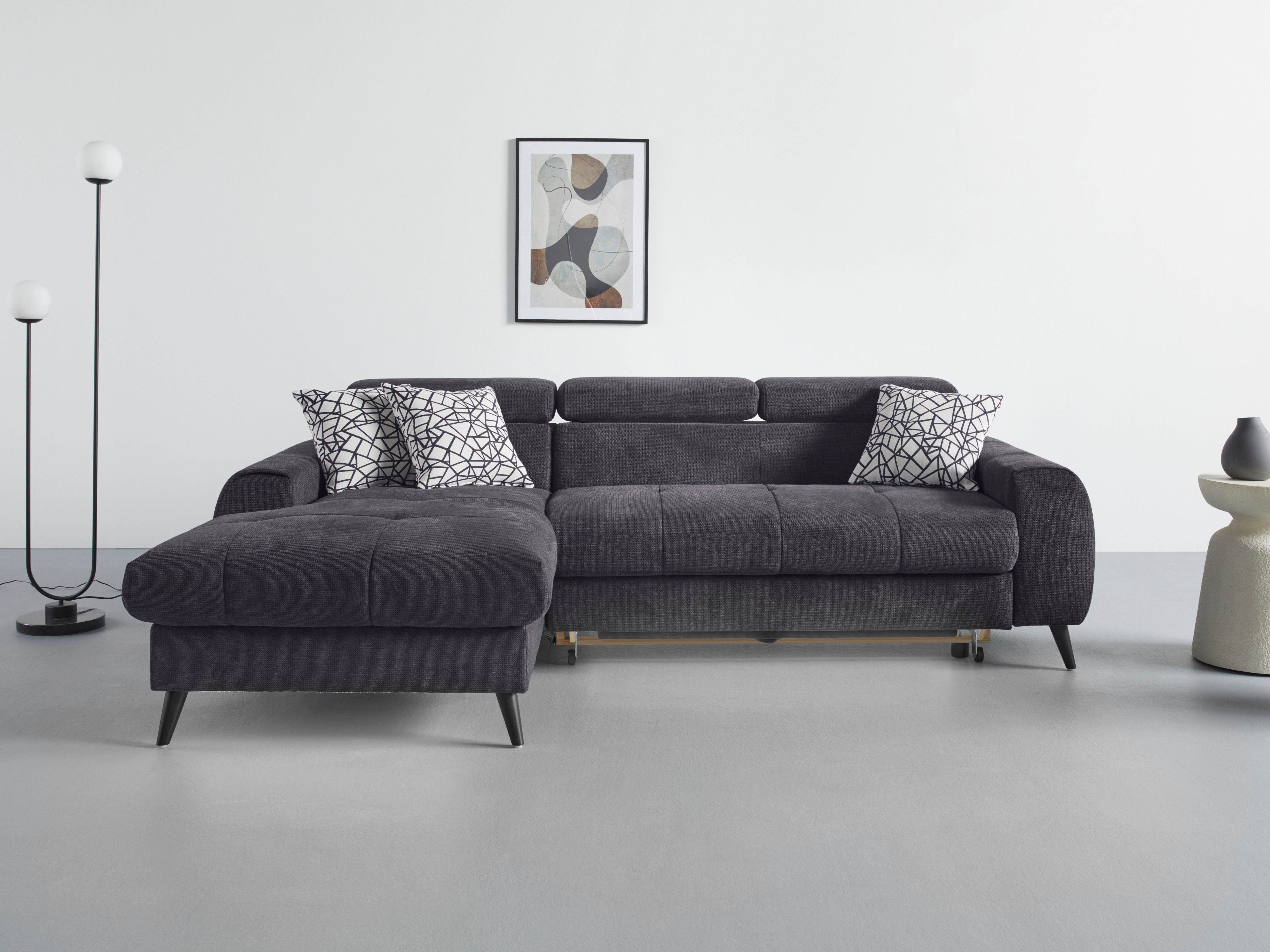 COTTA Ecksofa "Mia L-Form mit 3 Zierkissen", wahlweise mit Bettfunktion, Be günstig online kaufen