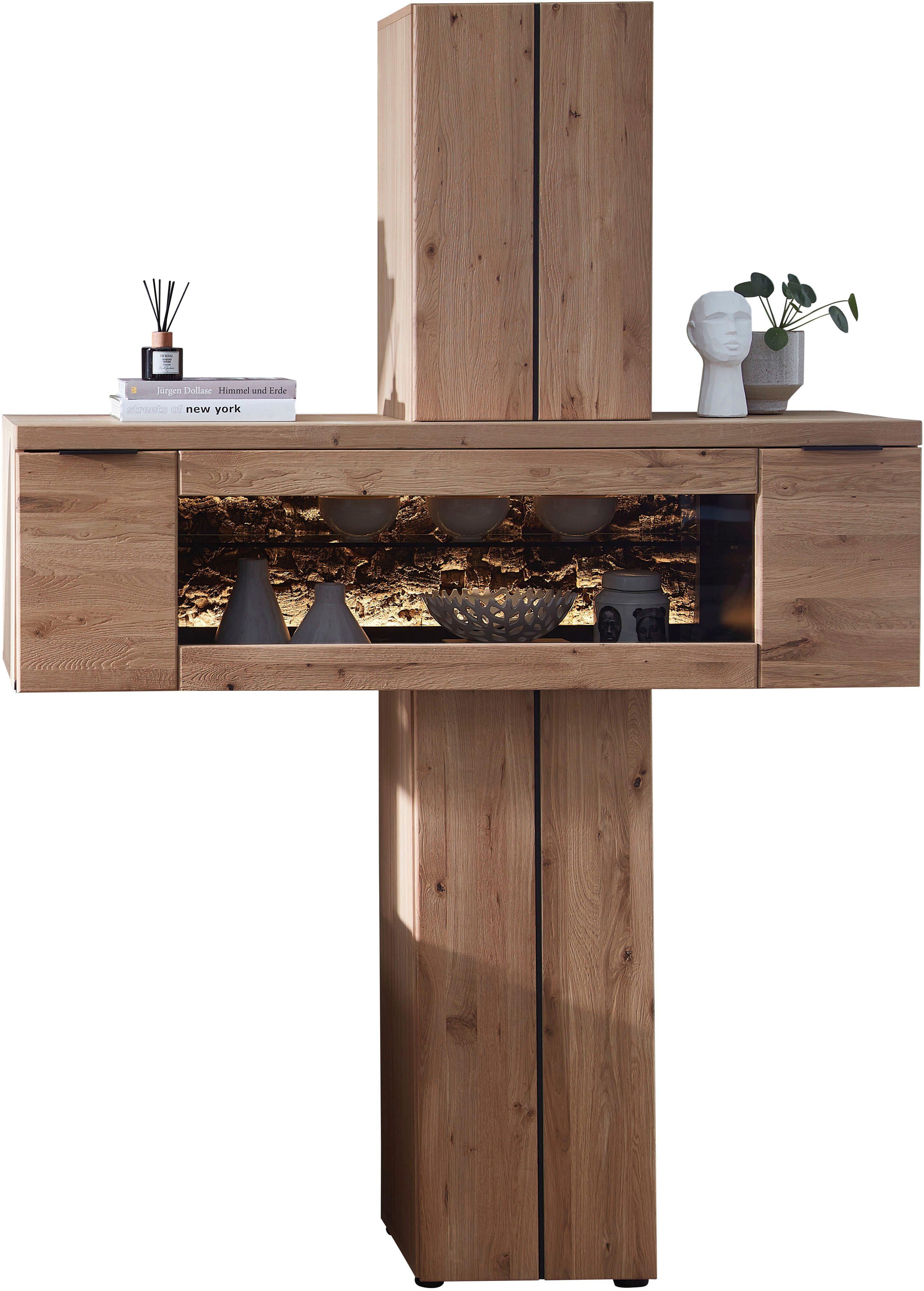 Innostyle Stauraumvitrine Donna Stauraum-Säule, 140x203x42 (BxHxT) (1-St) Beleuchtung bestellbar, 2 türig, Echtkork Absetzung, L/R verwendbar