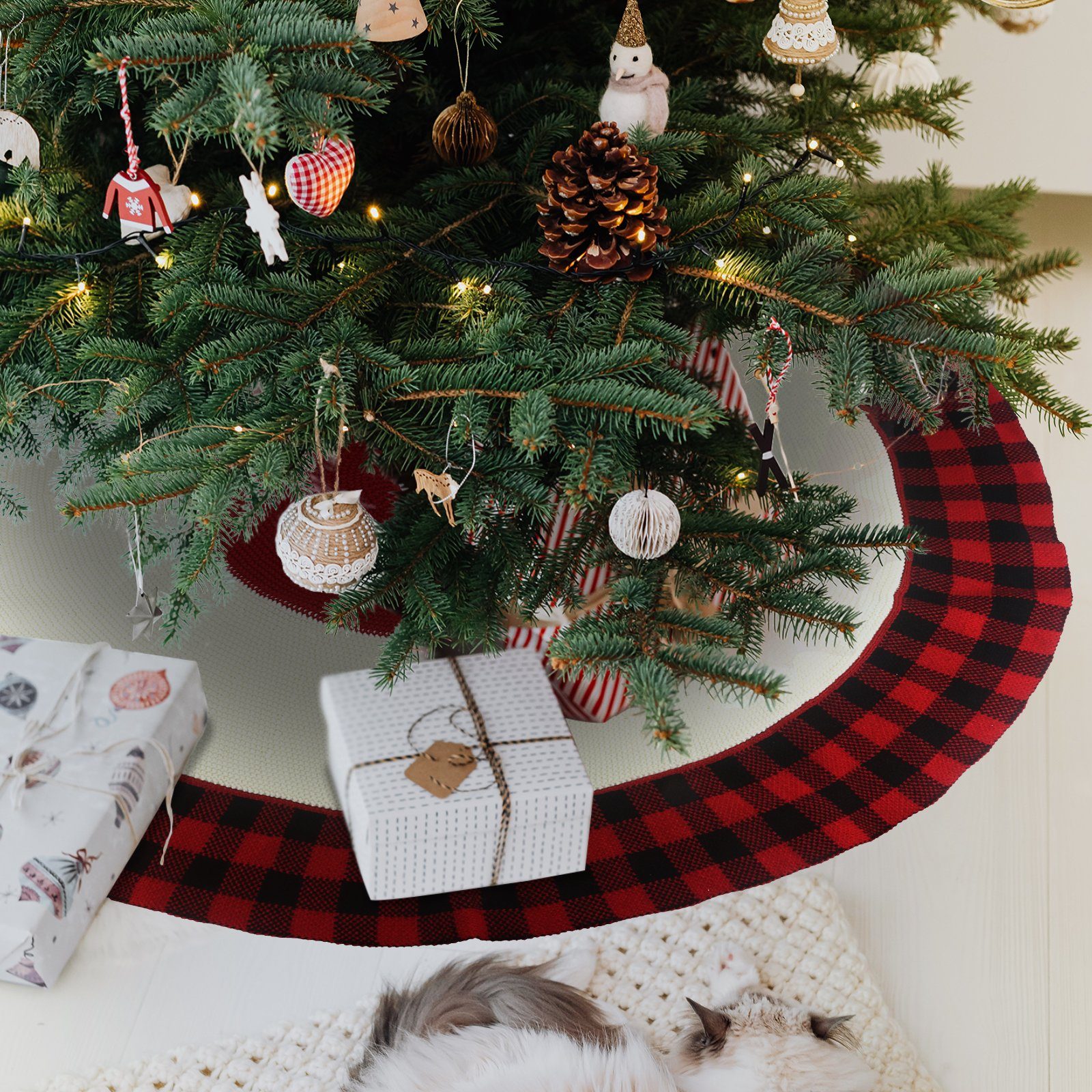 BIGTREE Christbaumschmuck Weihnachten Baumrock,Weihnachten Dekoration,Ø124cm