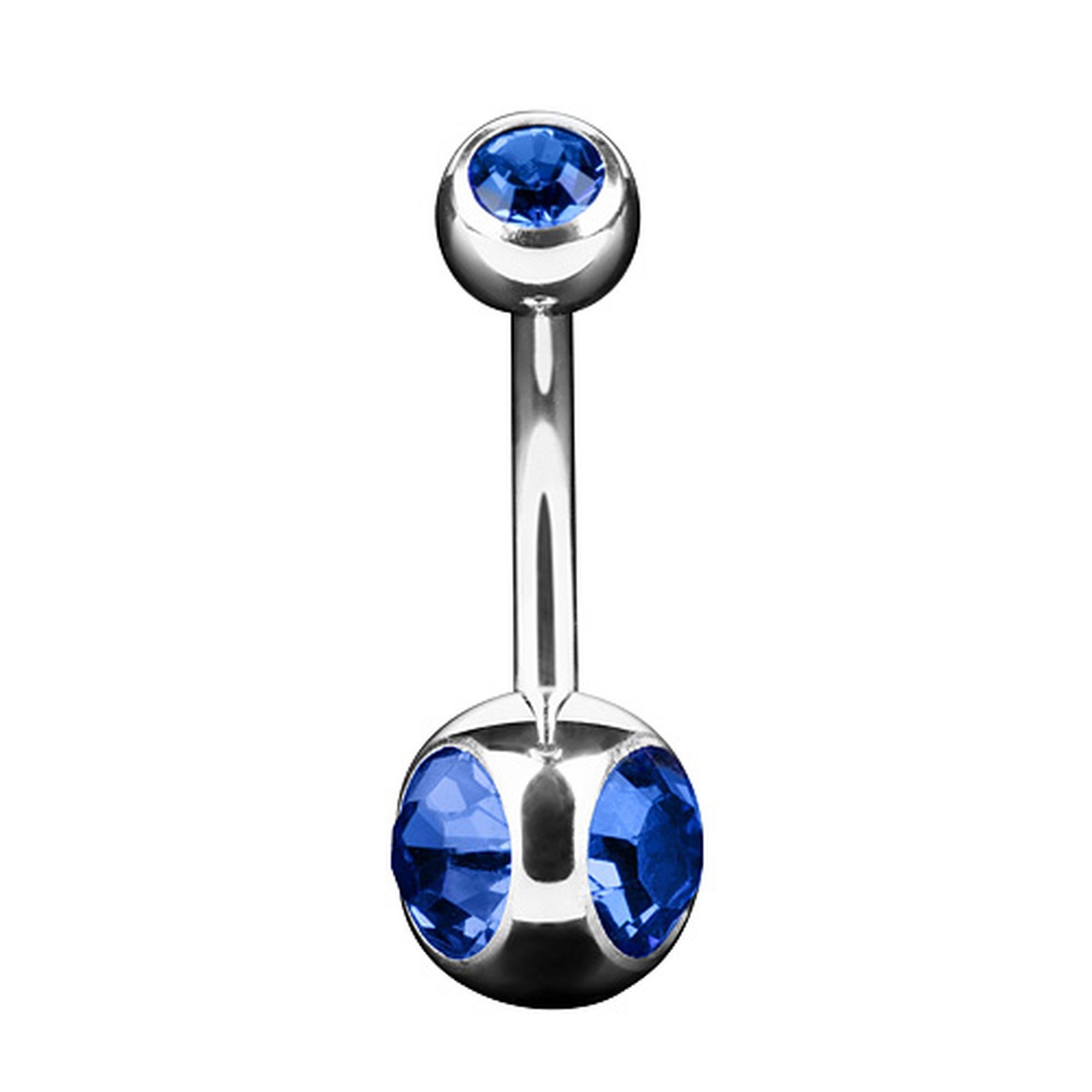 Bauchnabelpiercing Piercing Banane mit Dreifach Multi Kristall Kugel