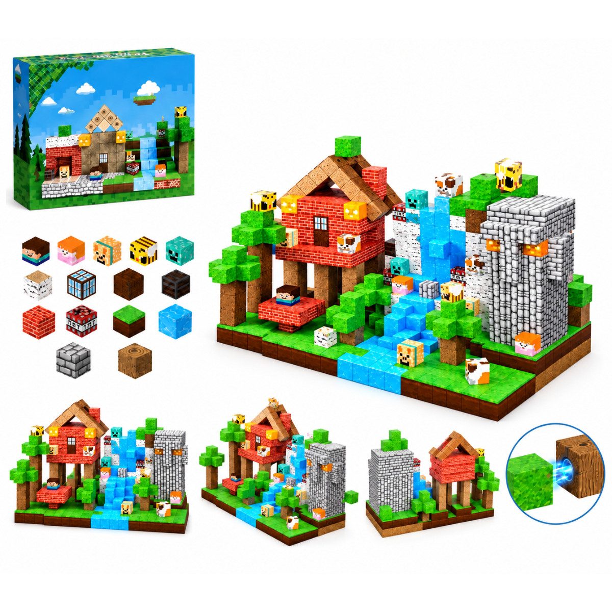 R2 Invest Magnetische Bausteine 3D 150 Teile Pixel Würfel ab 3 Jahren Magnetspielbausteine, (150 St)