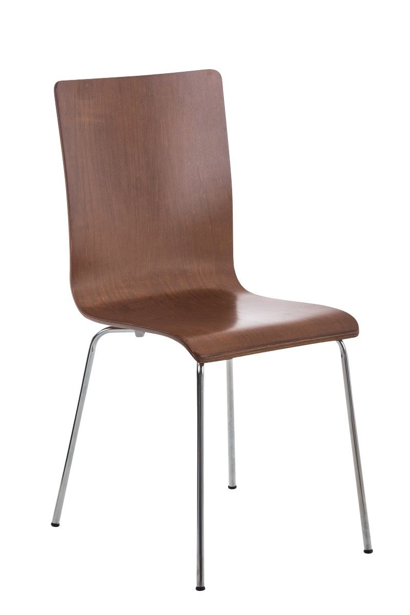 TPFLiving Besucherstuhl Peppo mit ergonomisch geformter Sitzfläche - Konferenzstuhl (Besprechungsstuhl - Warteraumstuhl - Messestuhl), Gestell: Metall chrom - Sitzfläche: Holz braun