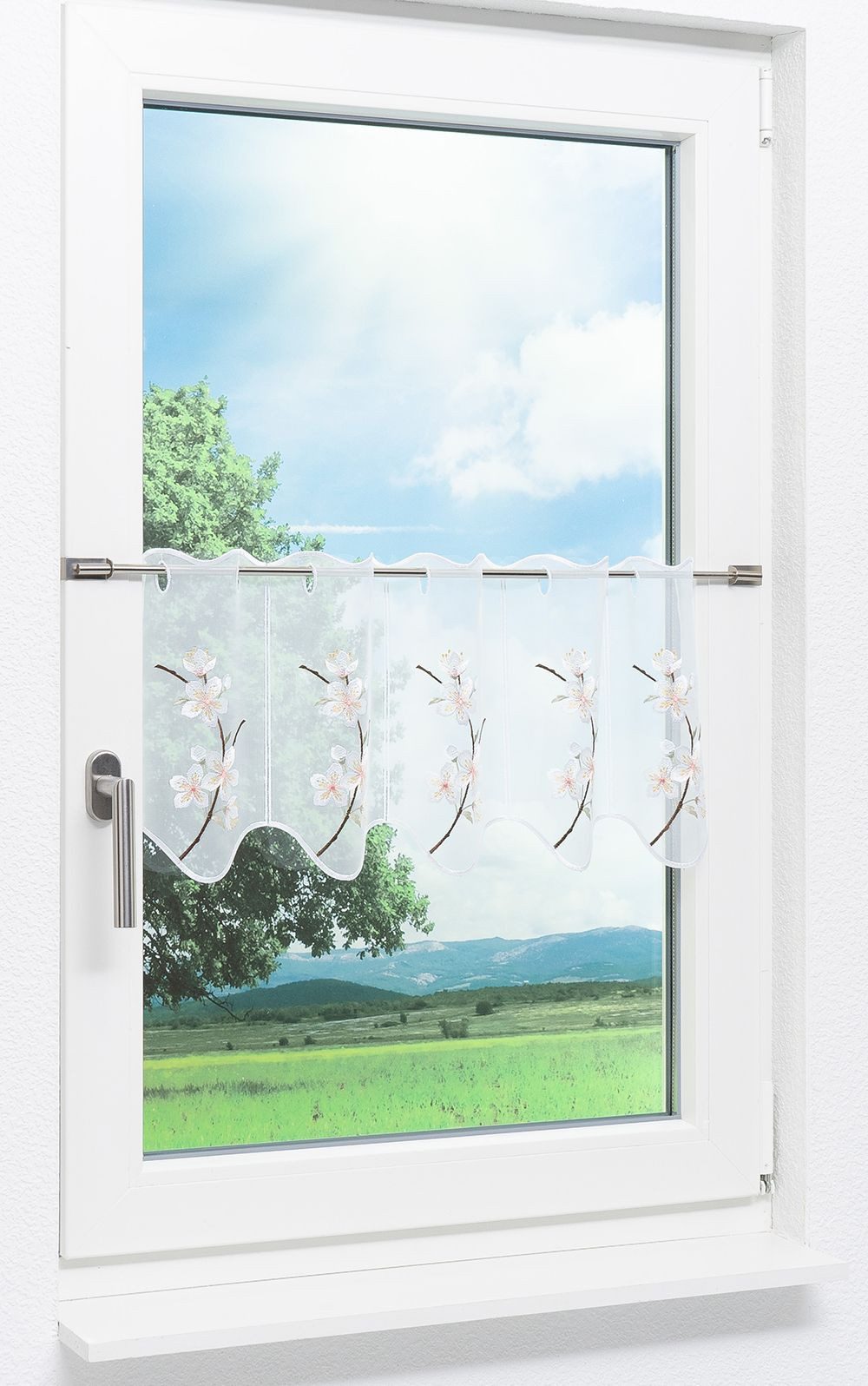 Plauener Spitze® Scheibengardine Blütenzweig, (1 St), günstig online kaufen