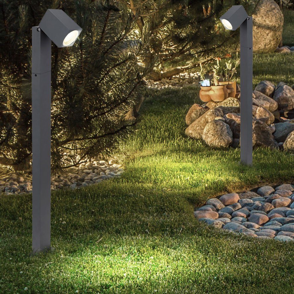 Außen-Stehlampe, anthrazit Außen Aussen etc-shop Stehlampe Wegeleuchten Garten Warmweiß, Leuchtmittel inklusive, LED